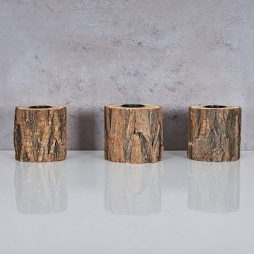 Levandeo® Teelichthalter, 3er Set Teelichthalter Holz H10cm Kerzenhalter Kerzenständer Baum