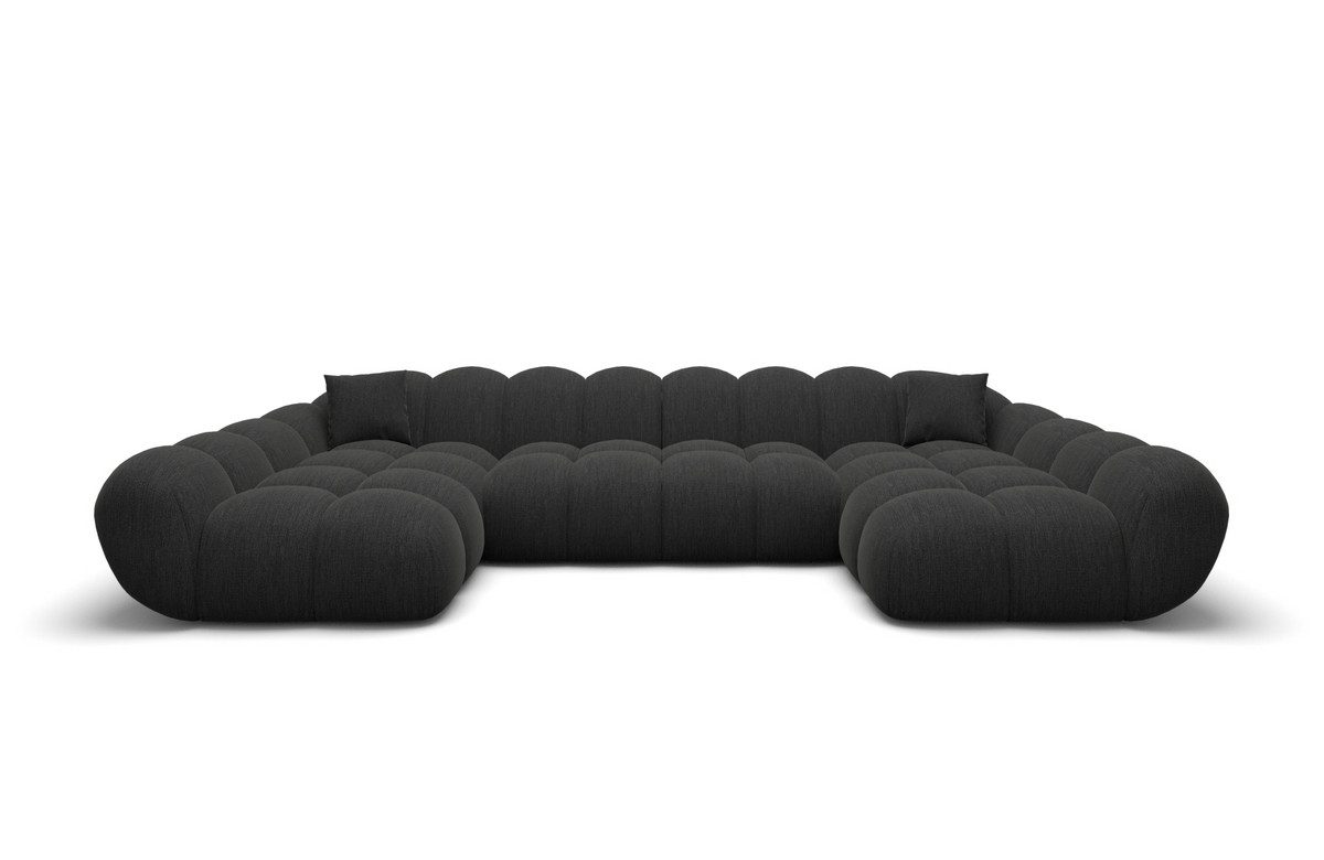 Sofa Dreams Loungesofa Maleron U Form Studio Design Couch, 6-Sitzer, Polster Wohnlandschaft, Strukturstoff Bezug in Schwarz