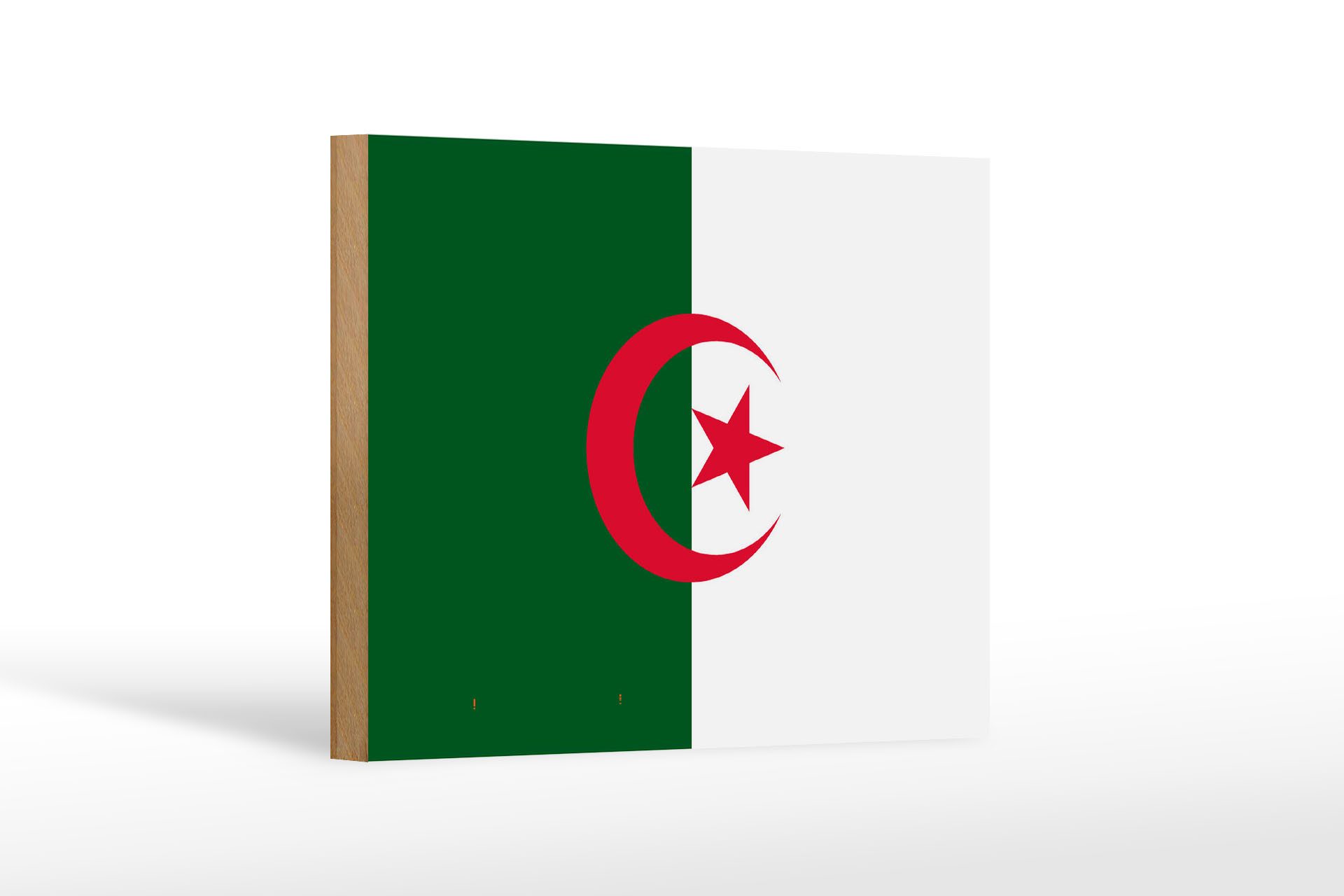 Femer GmbH Holzbild Flagge Algeriens 18x12 cm Flag of Algeria, Flaggen (1 St), Glatte Holzfaserplatte (MDF), vorn beschichtet