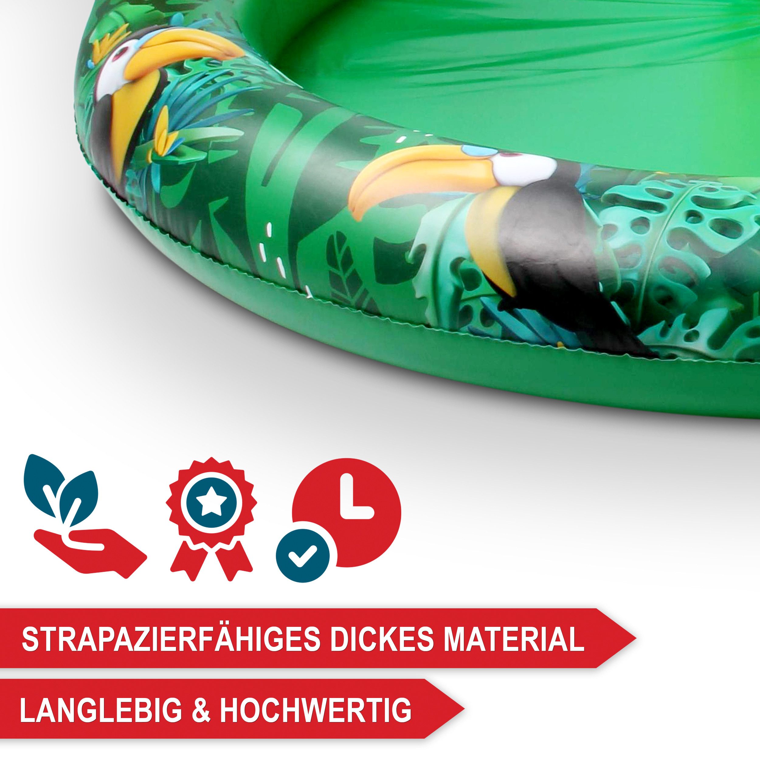 Onbest Planschbecken Jungle mit Schlauchanschluss Rutsche und Flickset, Hautfreundliches 0,25 mm PVC, leichter Aufbau – Bild 4 von 4