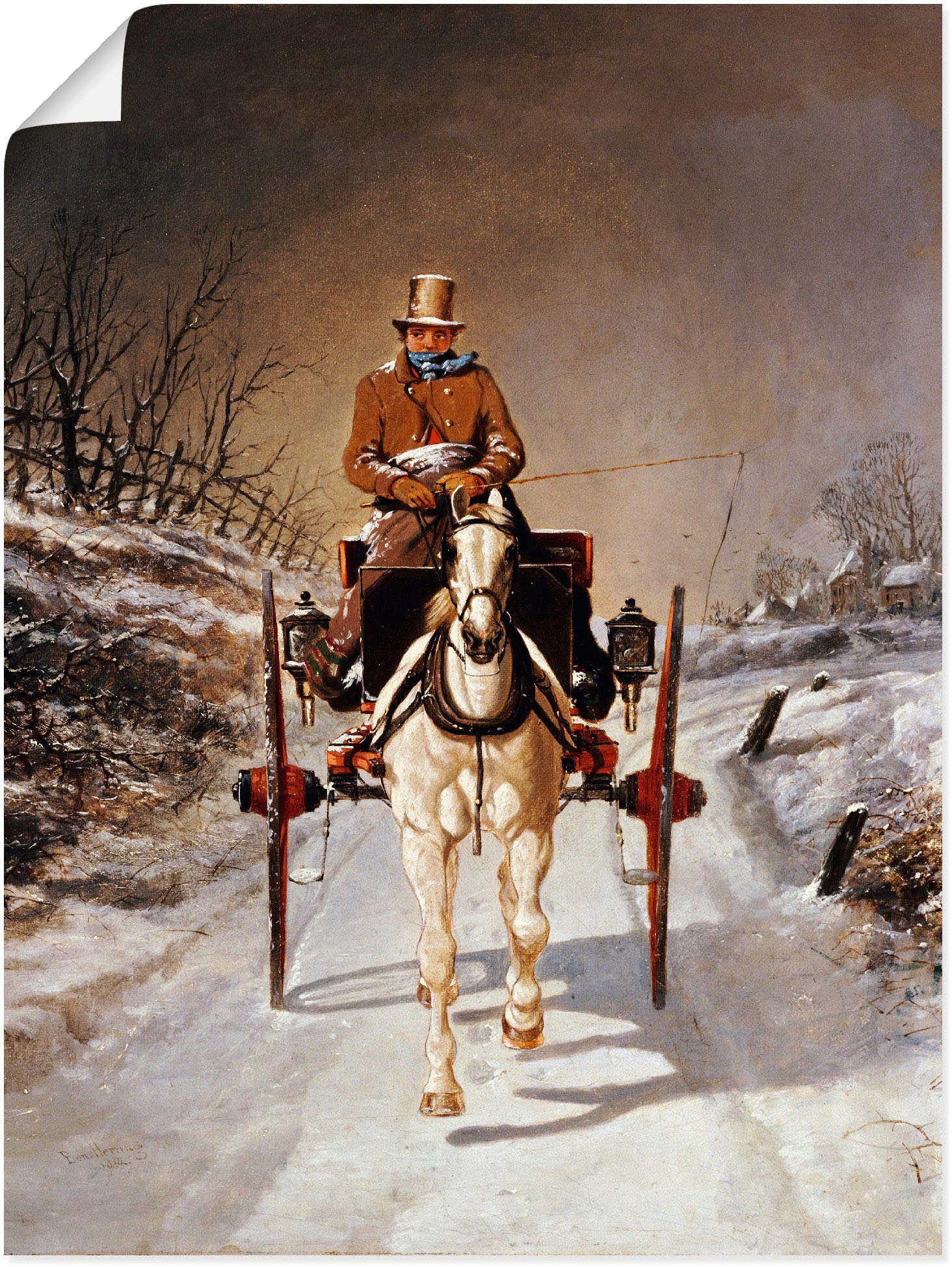 Artland Wandbild Winterliche Kutschfahrt. 1862, Kutschen (1 St), als Leinwandbild, Wandaufkleber oder Poster in versch. Größen