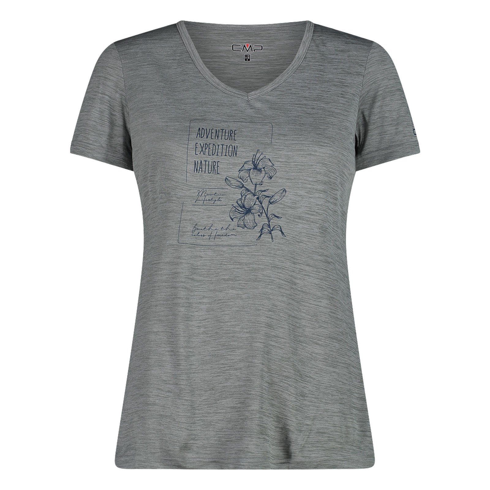 CMP Funktionsshirt T-Shirt mit Aufdruck 98UN grey mel. / dusty blue