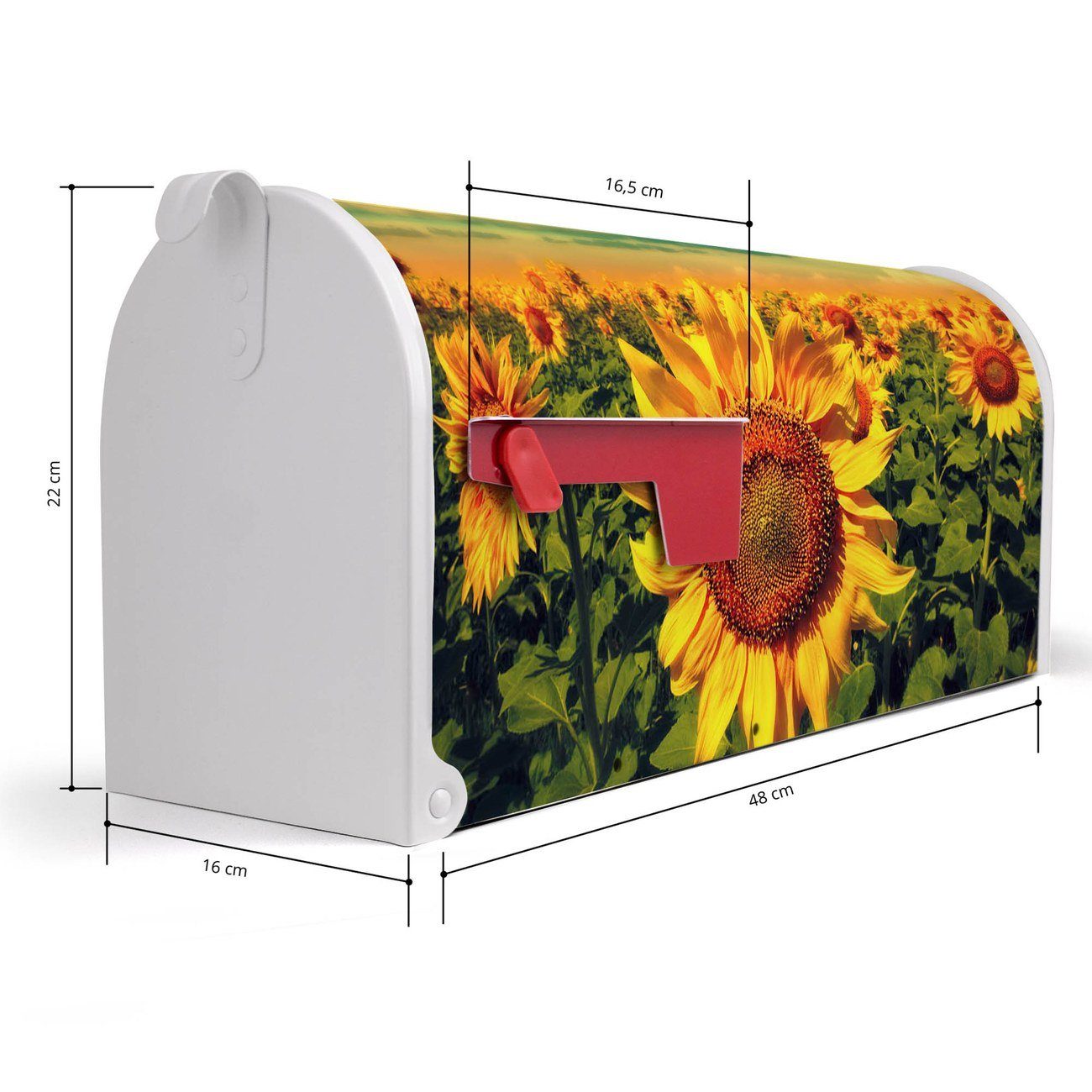 x Amerikanischer weiß Sonnenblumen original 22 USA), Mississippi (Amerikanischer banjado cm Briefkasten 51 Mailbox x 17 Briefkasten, aus