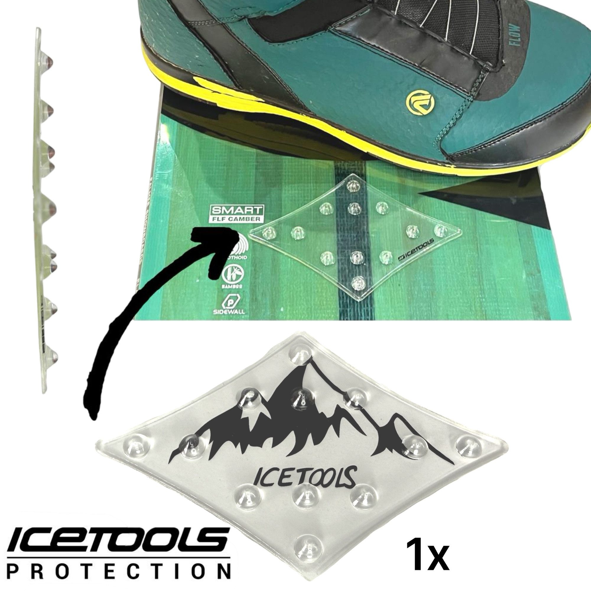 Icetools Ski- und Snowboardträger Icetools Grip Snowboard Lift Hilfe AntiRutsch Stomp Pad transparent