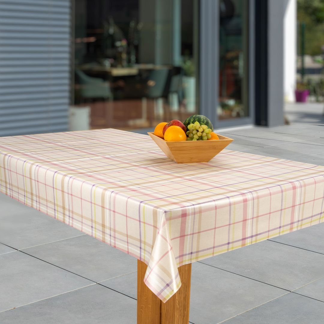 laro Tischdecke Wachstuch-Tischdecken Abwaschbar Streifen rose rechteckig