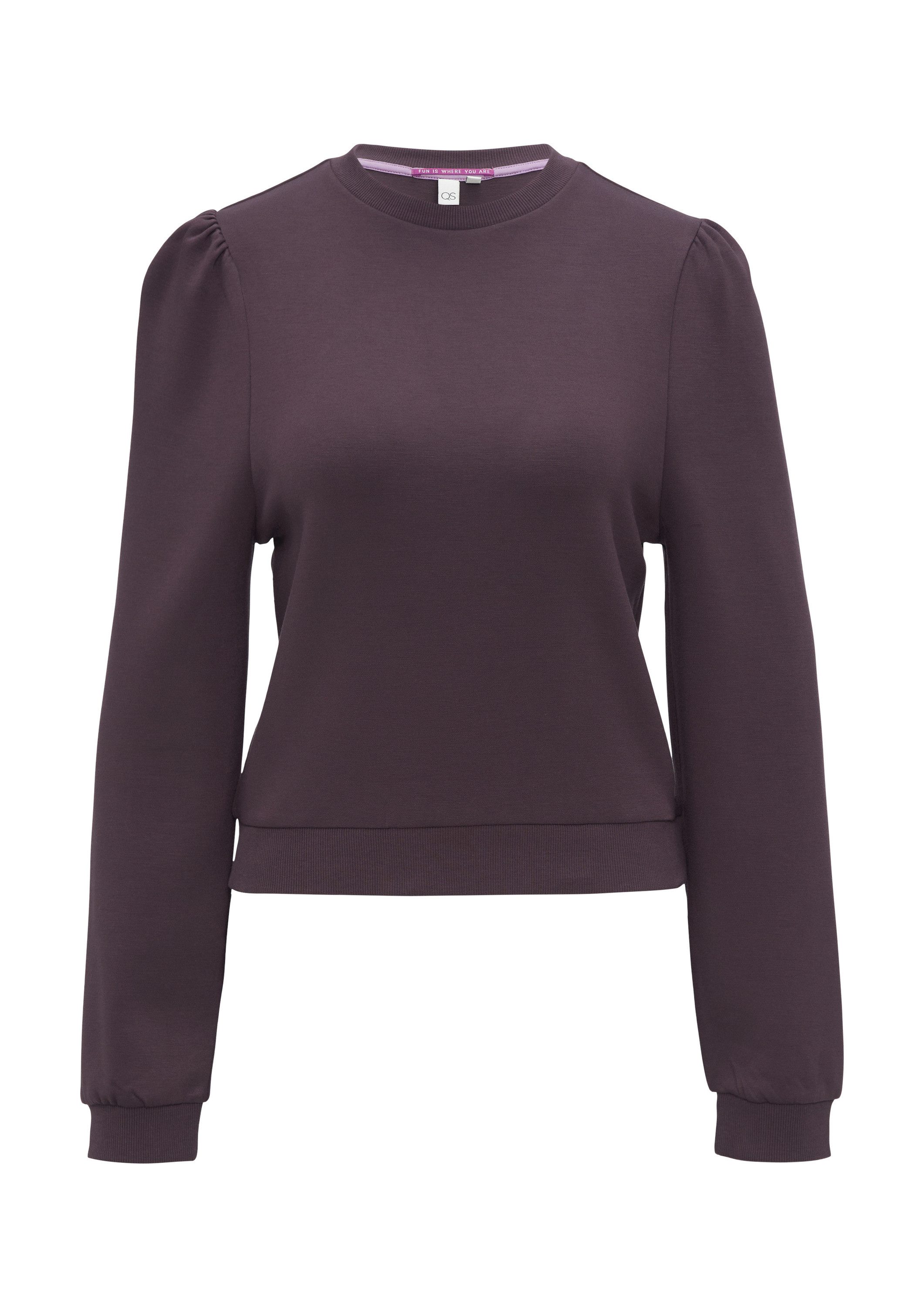 QS Sweatshirt Sweatshirt Viskosemix-Sweatshirt mit Puffärmeln günstig online kaufen