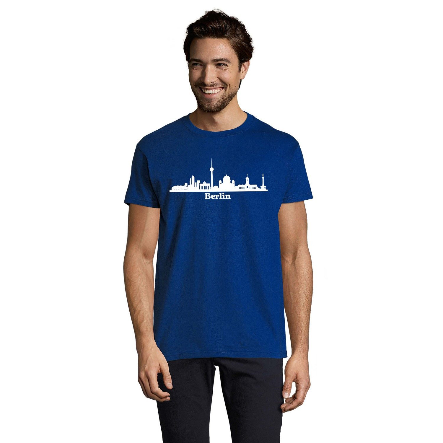 Blondie & Brownie T-Shirt Berlin Herren Tee mit Skyline Print für Hauptstadt Fans im Alltag stil (Einzelstück, Einzelartikel) Berlin Herren Tee Stadtsilhouette