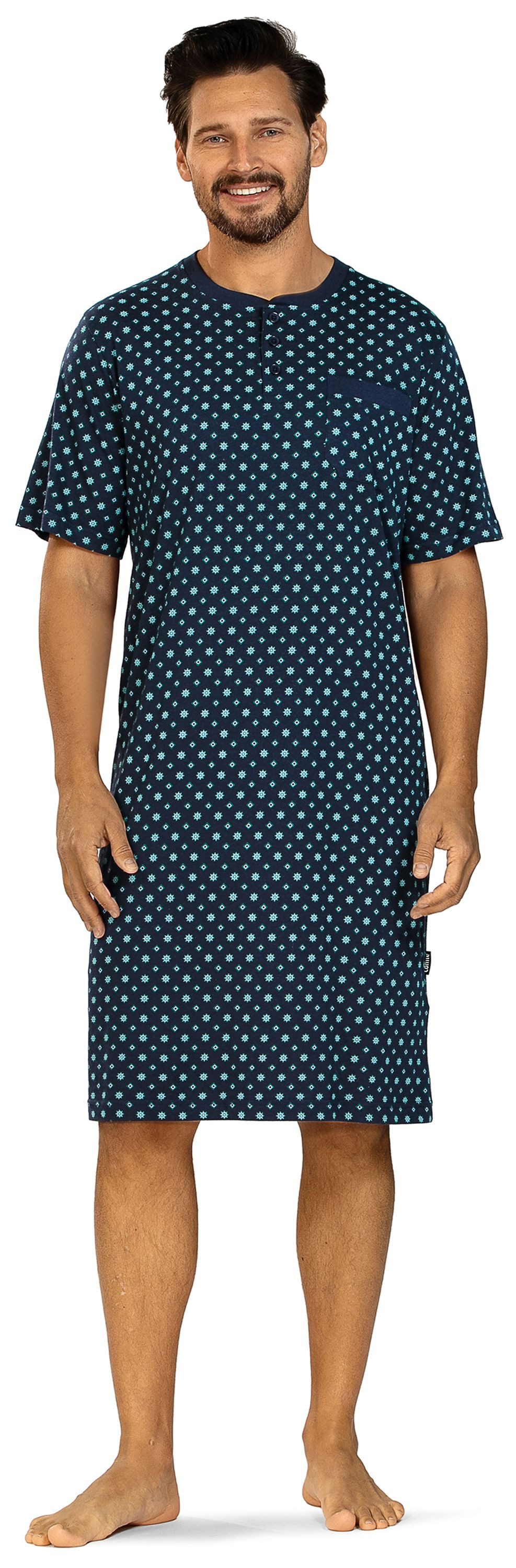 Comte Nachthemd Lunar Lounge (Packung, 1-tlg., 1-teilig) Herren Schlafanzug Schlafshirt Kurzarm geknöpft große Größen