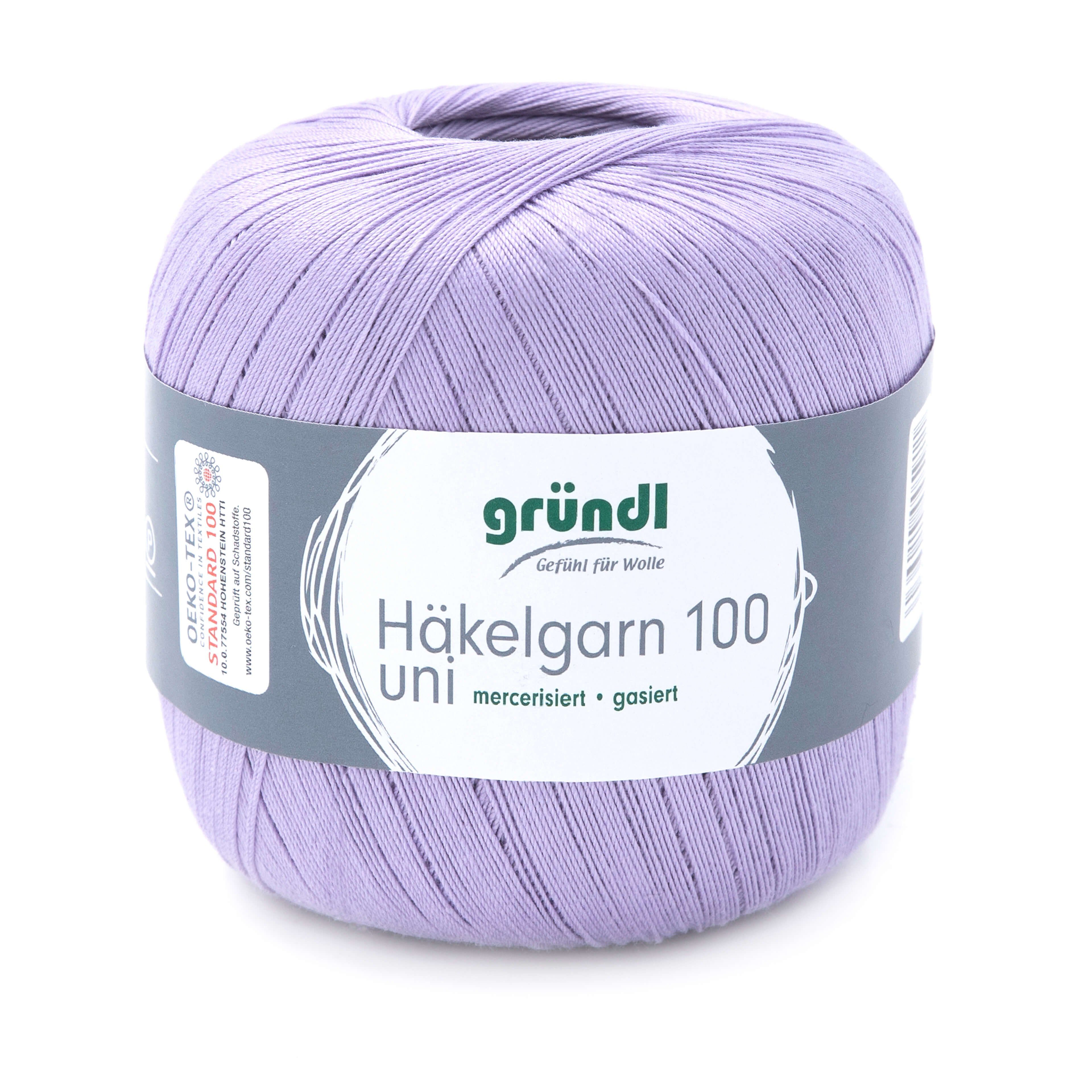 Gründl Häkelgarn 100, Baumwolle dünn zum Häkeln Handarbeiten DIY, 100g Häkelwolle, 566,00 m (Baumwollgarn, Filethäkelgarn), 60° waschbar