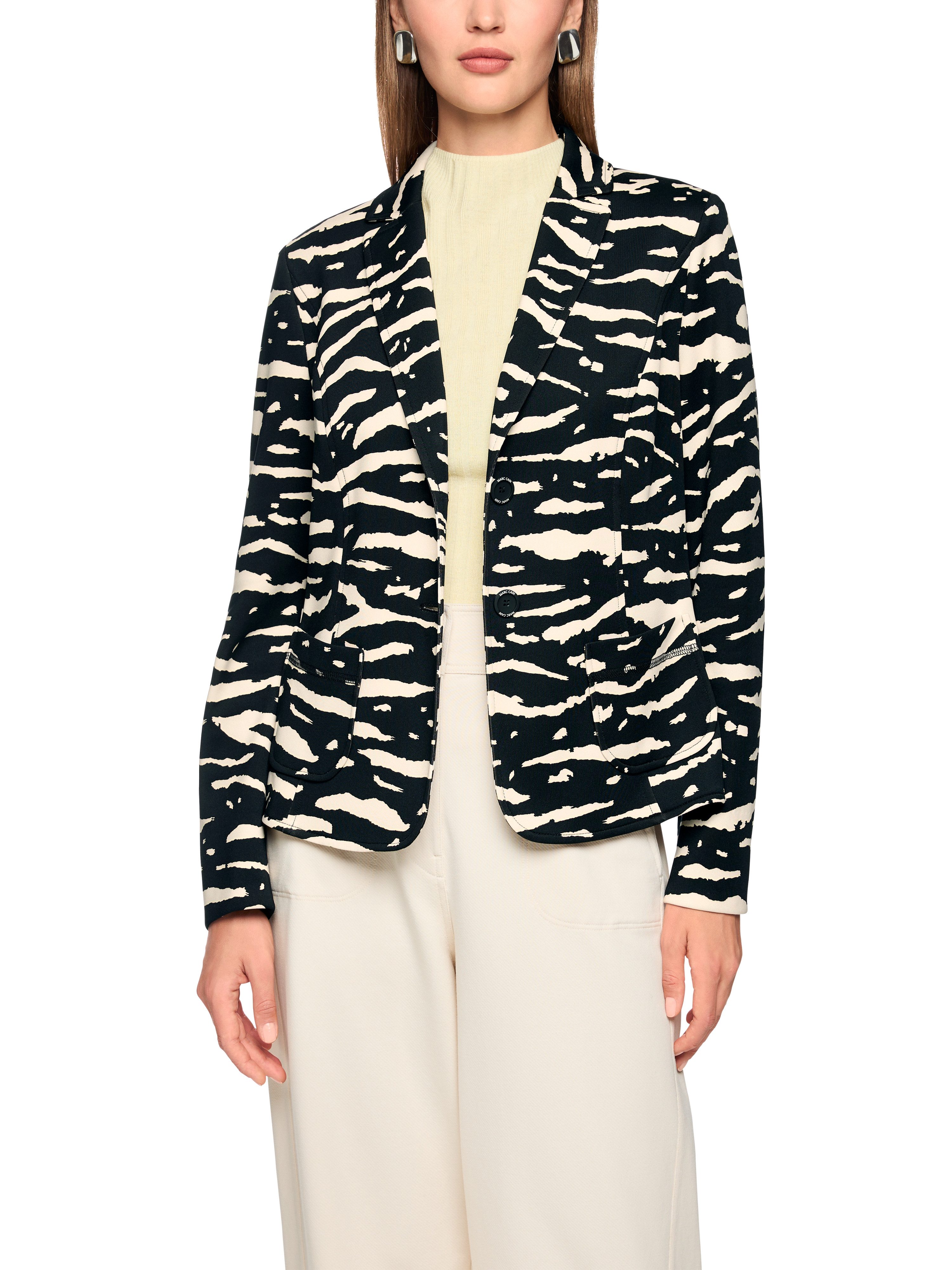 Marc Cain Jerseyblazer Tiger Mania Premium Damenmode mit Animal Print, ungefüttert, gerader Schnitt