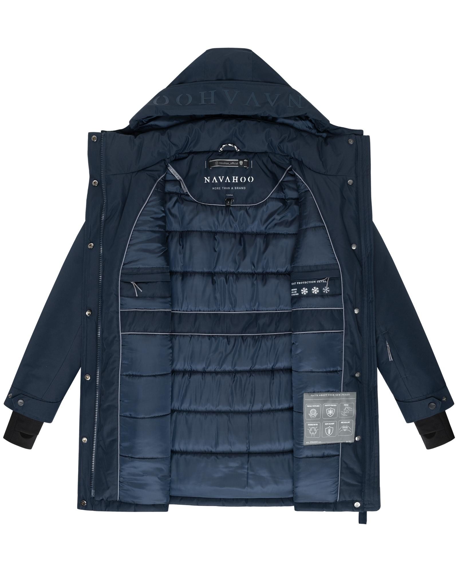 Navahoo Wintermantel Frostkuss 14 Warmer Damen Mantel mit abnehmbarer Kapuze und Taillengürtel