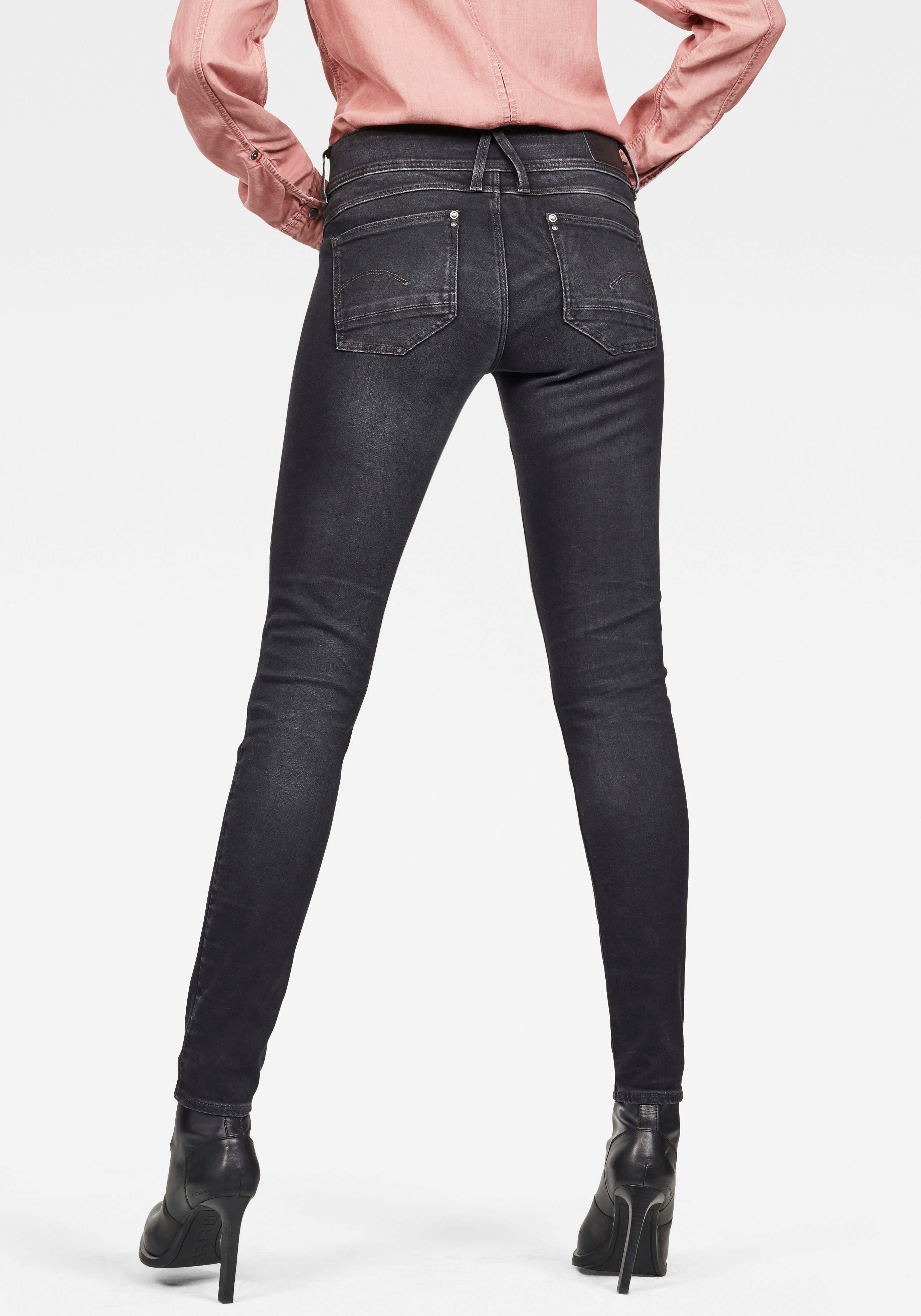 G-Star RAW Skinny-fit-Jeans Mid Waist dusty grey, nero Skinny Elto Elasthan-Anteil black mit superstretch