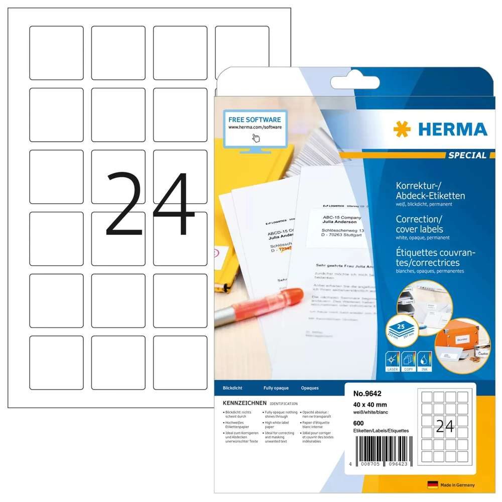 HERMA Etikett QR-Code Etiketten A4 40x40 mm quadratisch weiß Papier matt blickdicht