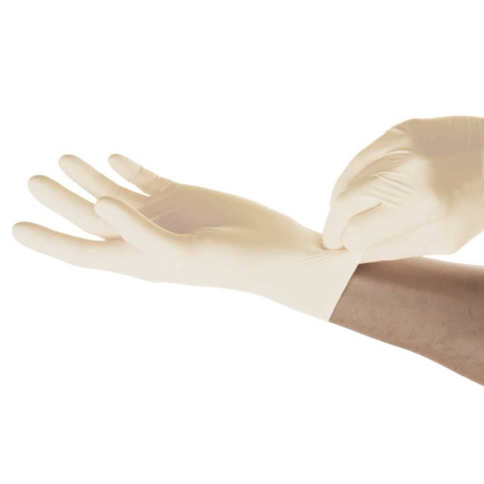 SFM ® Latexhandschuhe BIOLIMES : puderfrei texturiert weiß Einmalhandschuhe Einweghandschuhe – Bild 3 von 4