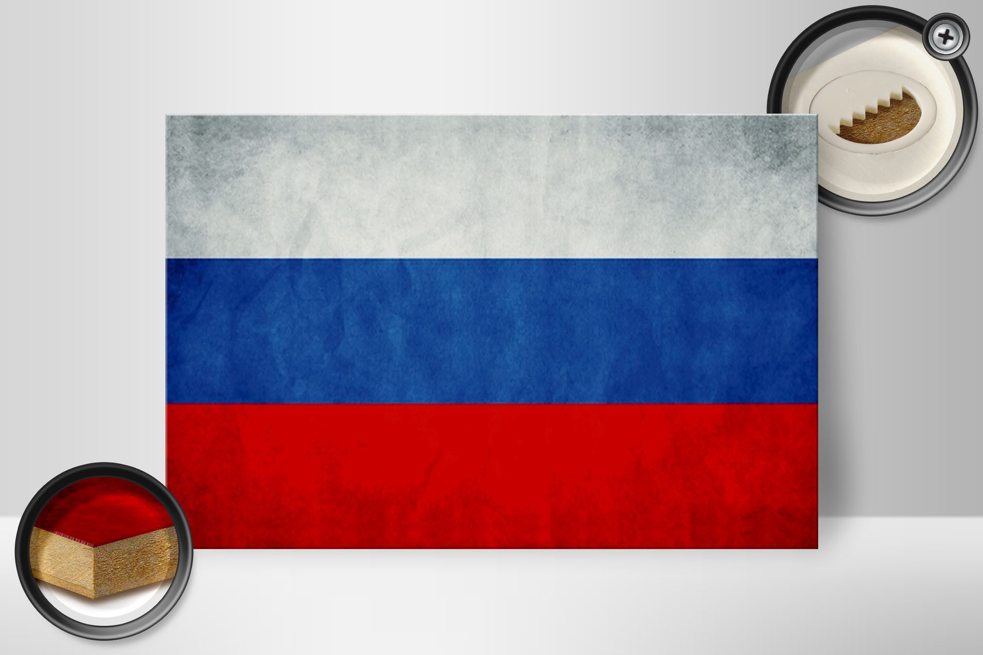 Femer GmbH Holzbild Flagge 30x20cm Russland Fahne Russia Flag, Flaggen (1 St), Glatte Holzfaserplatte (MDF), vorn beschichtet