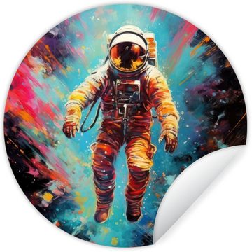 MuchoWow Wandsticker Astronaut - Graffiti - Weltraum - Neon (1 St), Tapetenkreis für Kinderzimmer, Tapetenaufkleber, Rund, Wohnzimmer