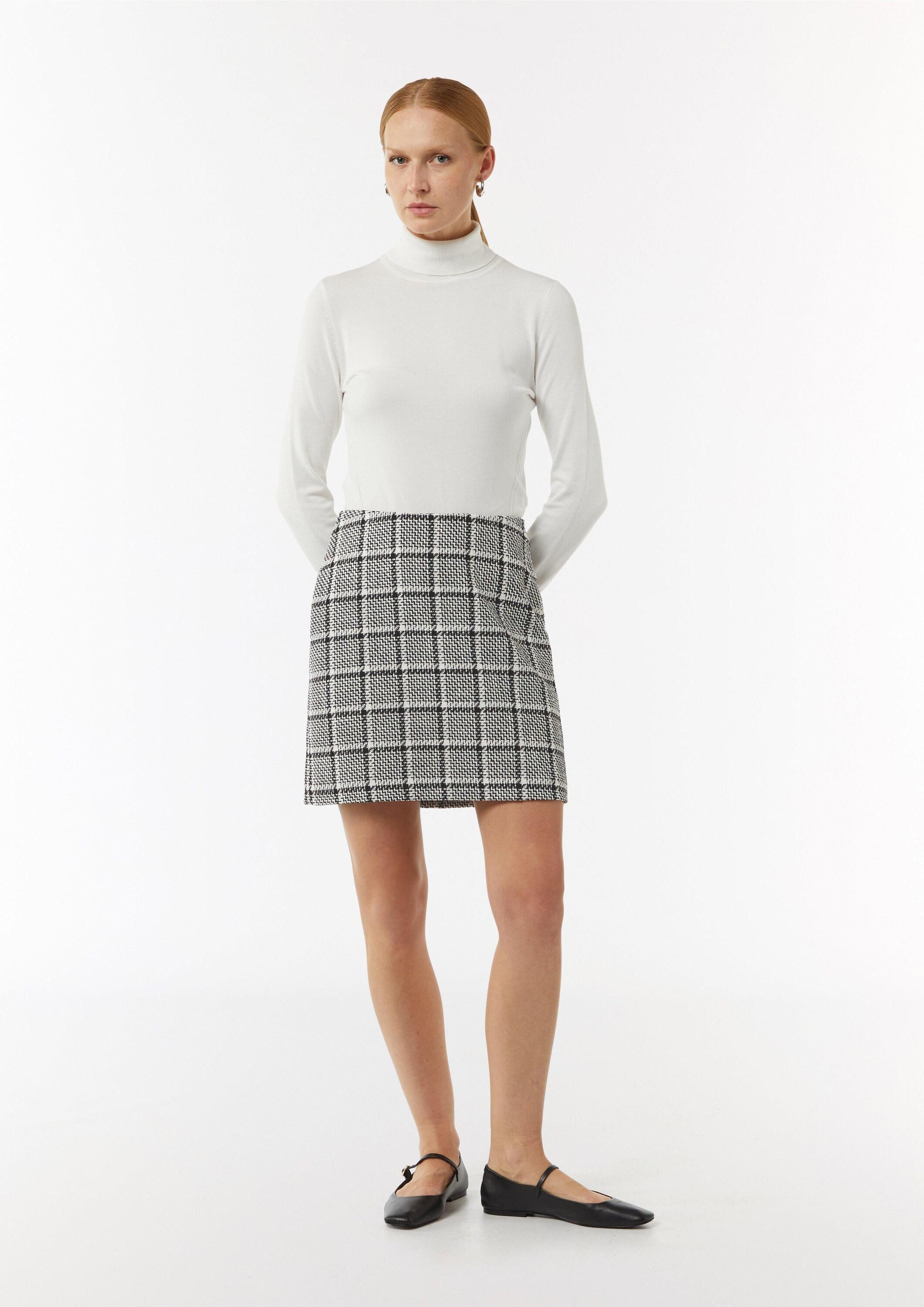 comma Minirock Rock Kurzer Bouclé-Rock mit Karomuster günstig online kaufen