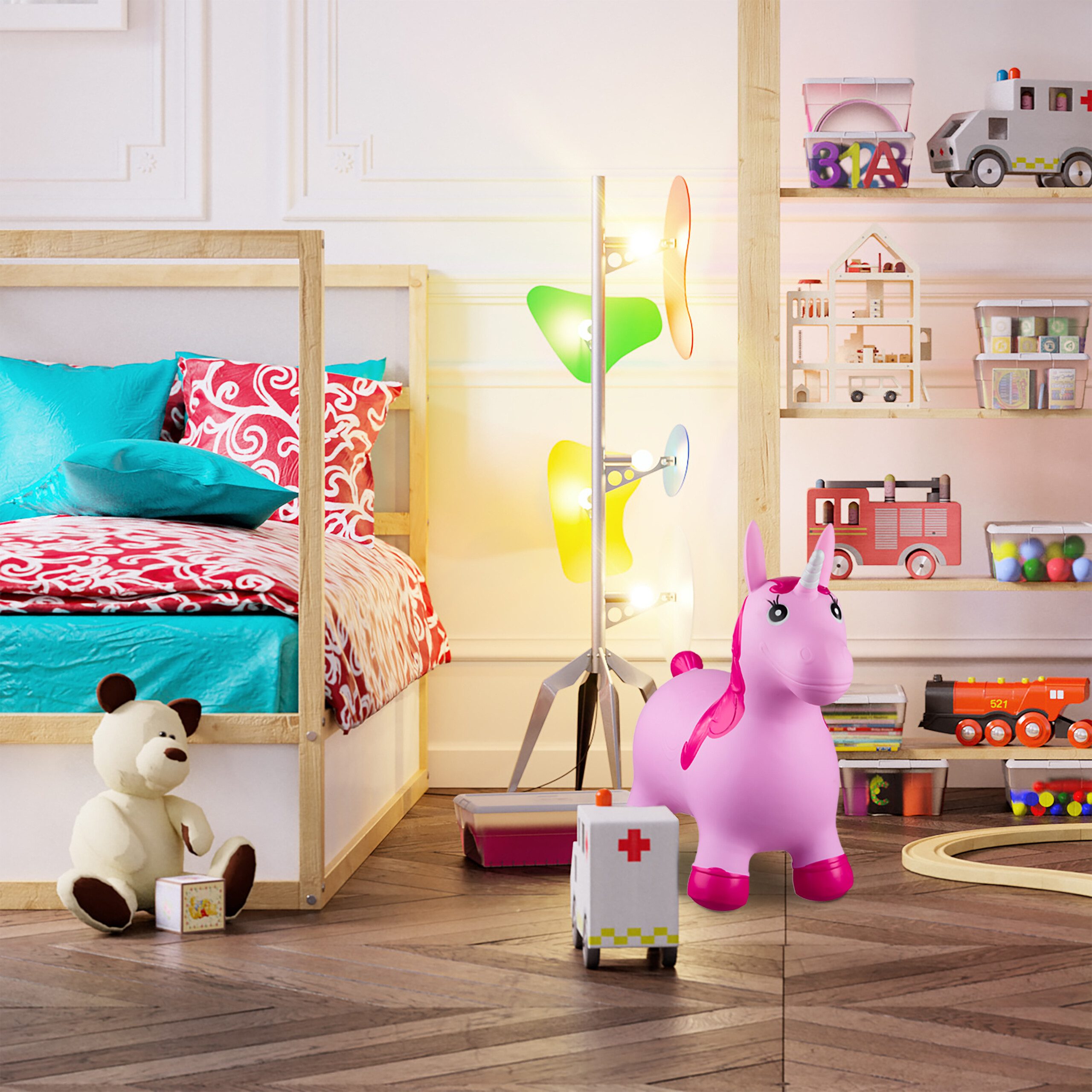 relaxdays Hüpfspielzeug Hüpftier Einhorn, Pink