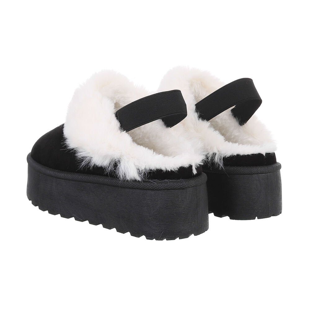 Ital-Design Damen Hausschuhe Freizeit Hausschuh (85080808) Flach Hausschuhe in Schwarz