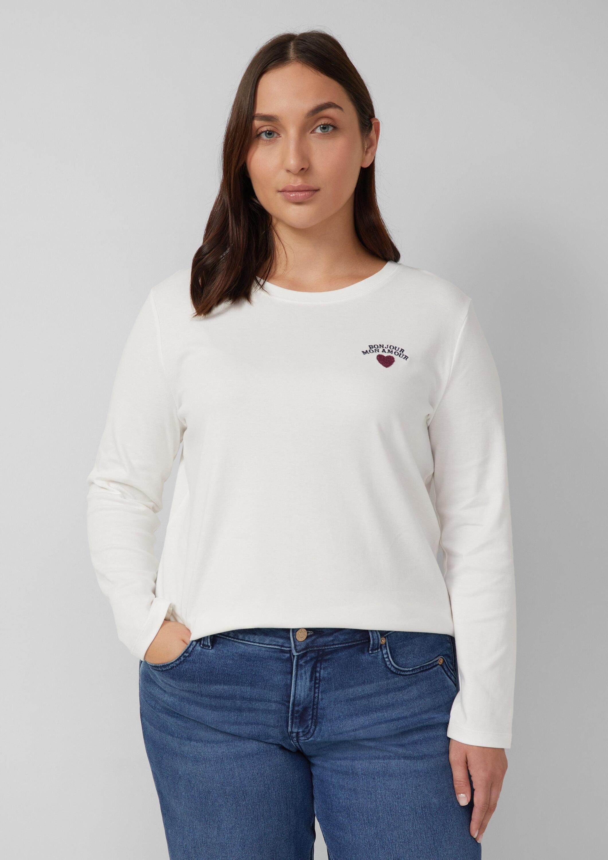 s.Oliver Langarmshirt T-Shirt Longsleeve mit Stickerei-Detail günstig online kaufen