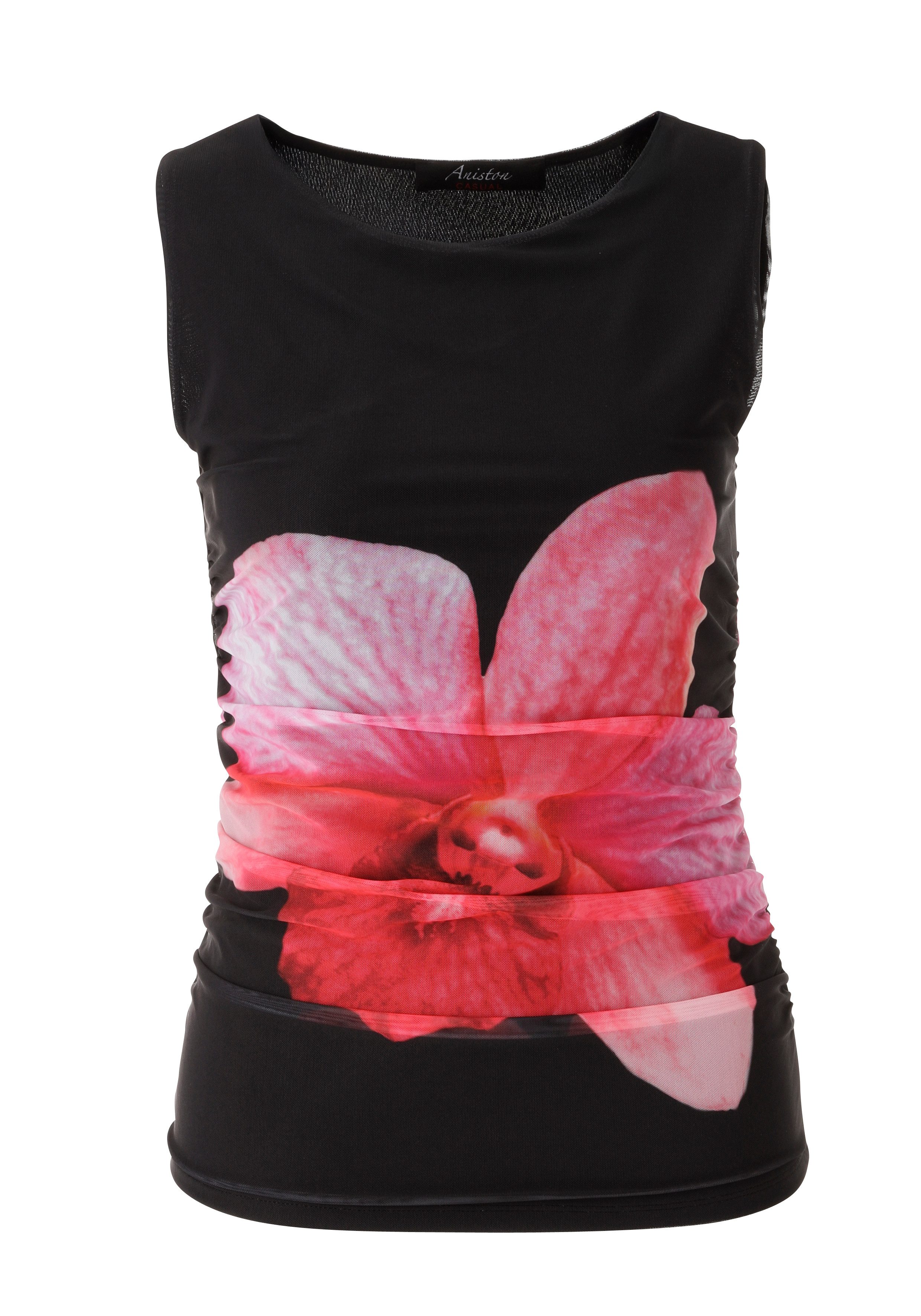Aniston CASUAL T-Shirt mit großflächiger Batikblüte vorne und hinten