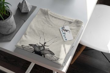 Sinus Art T-Shirt Herren Shirt 100% Bio-Baumwolle T-Shirt Aquarell Motiv Käfer Farbe Nachhaltig Organic Ökomode (1-tlg)