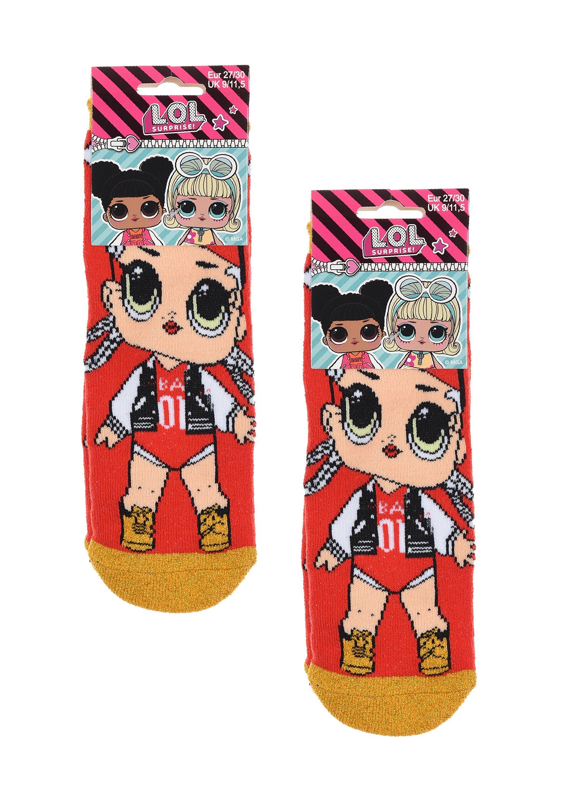 L.O.L. SURPRISE! ABS-Socken Kinder 2 Stopper-Socken Mädchen (2-Paar) Gumminoppen Strümpfe Paar mit anti-rutsch Noppen Socken