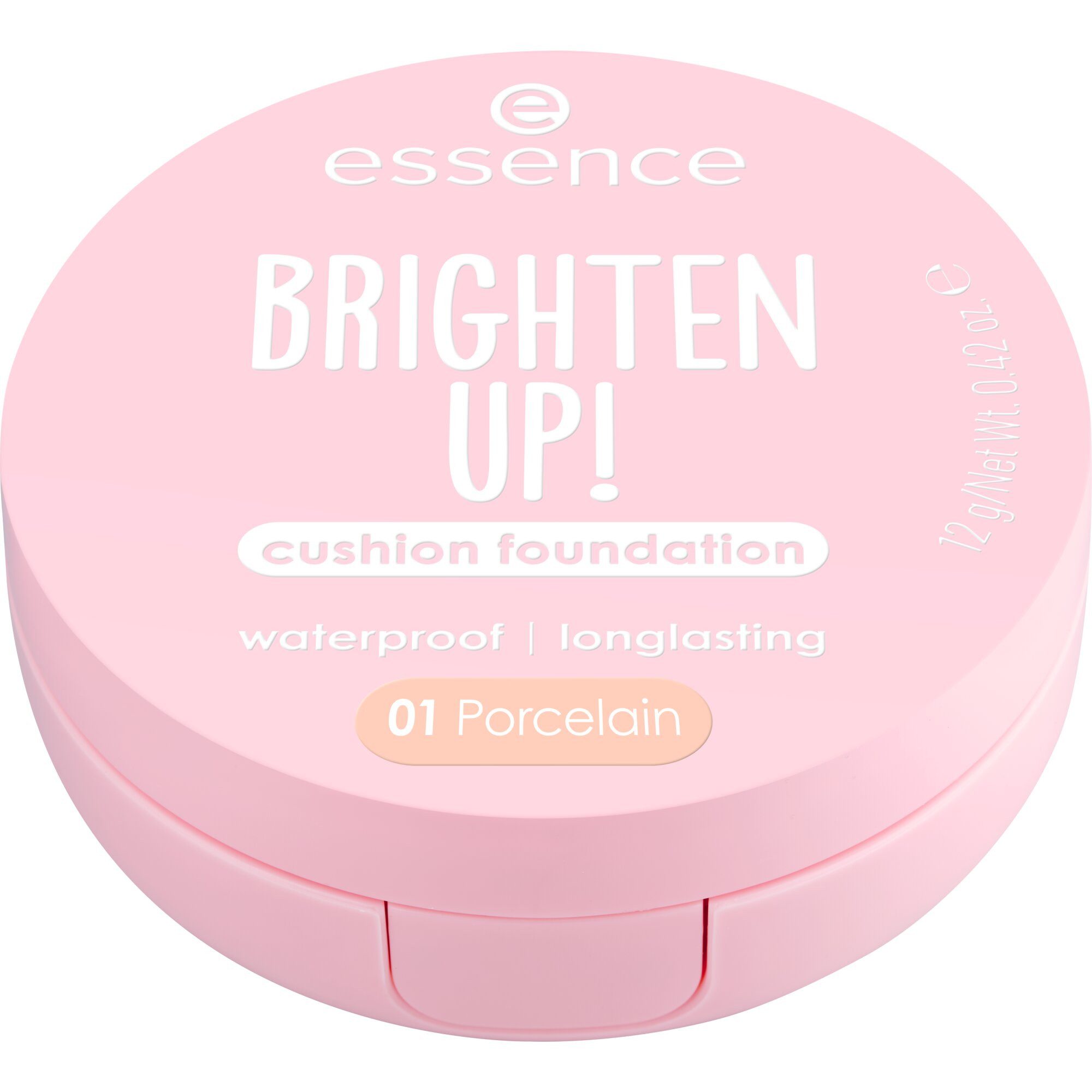 Essence Foundation BRIGHTEN UP! cushion foundation, 3-tlg., flüssige Textur, aufbaubare Deckkraft, wasserfest, aufhellend