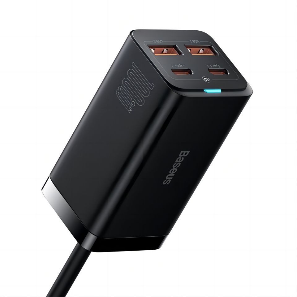 Baseus 100 W, 4-Port PD PPS Power Rapid Charger with GaN, USB-Ladegerät (Desktop Charging Adapter for iPhone 15/14/13, Laptops and more)