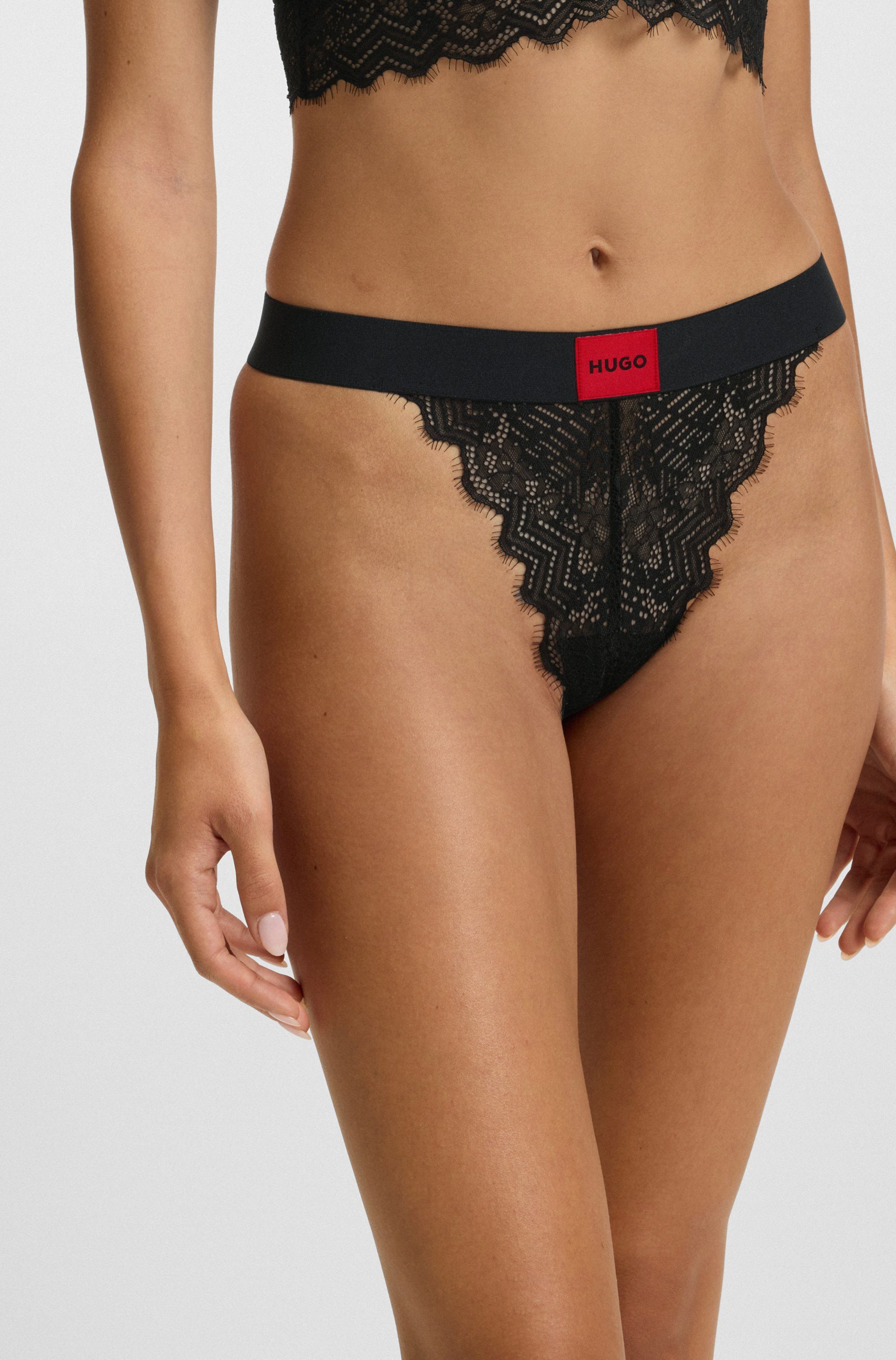 HUGO String STRING RL LACE mit Logoschriftzug auf dem Bund