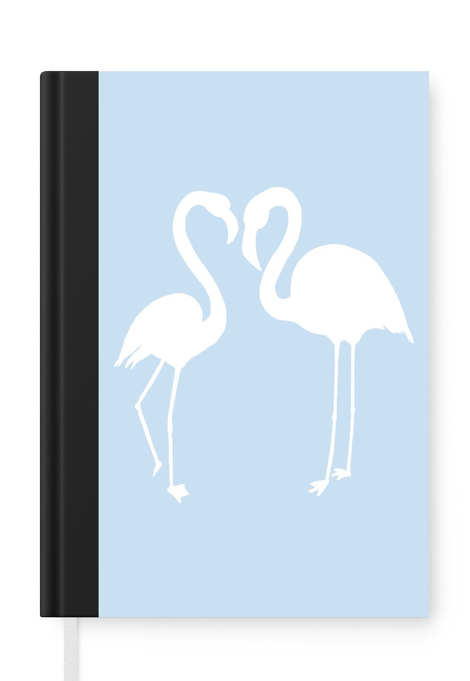MuchoWow Notizbuch Weiß - Flamingo - Scherenschnitt, Journal, Merkzettel, Tagebuch, Notizheft, A5, 98 Seiten, Haushaltsbuch