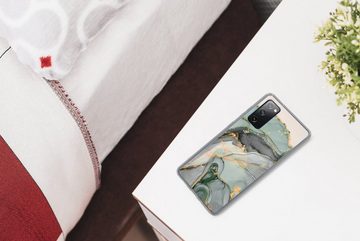 MuchoWow Handyhülle Gold - Marmor - Grün - Luxus - Glitzer - Marmoroptik, Phone Case, Handyhülle Samsung Galaxy S20 FE, Silikon, Schutzhülle