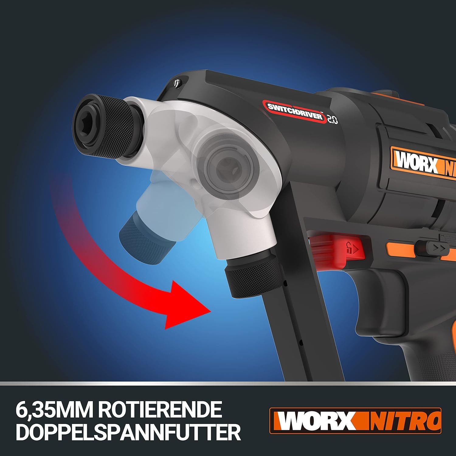 Worx Akku-Bohrschrauber Worx Akku-Bohrschrauber WX177.9 Switchdriver ohne Akku und Ladegerät, max. 1700,00 U/min
