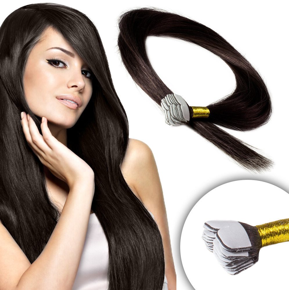 hair2heart Echthaar-Extension Premium Mini Tape Extensions #5/0 Hellbraun 40cm
