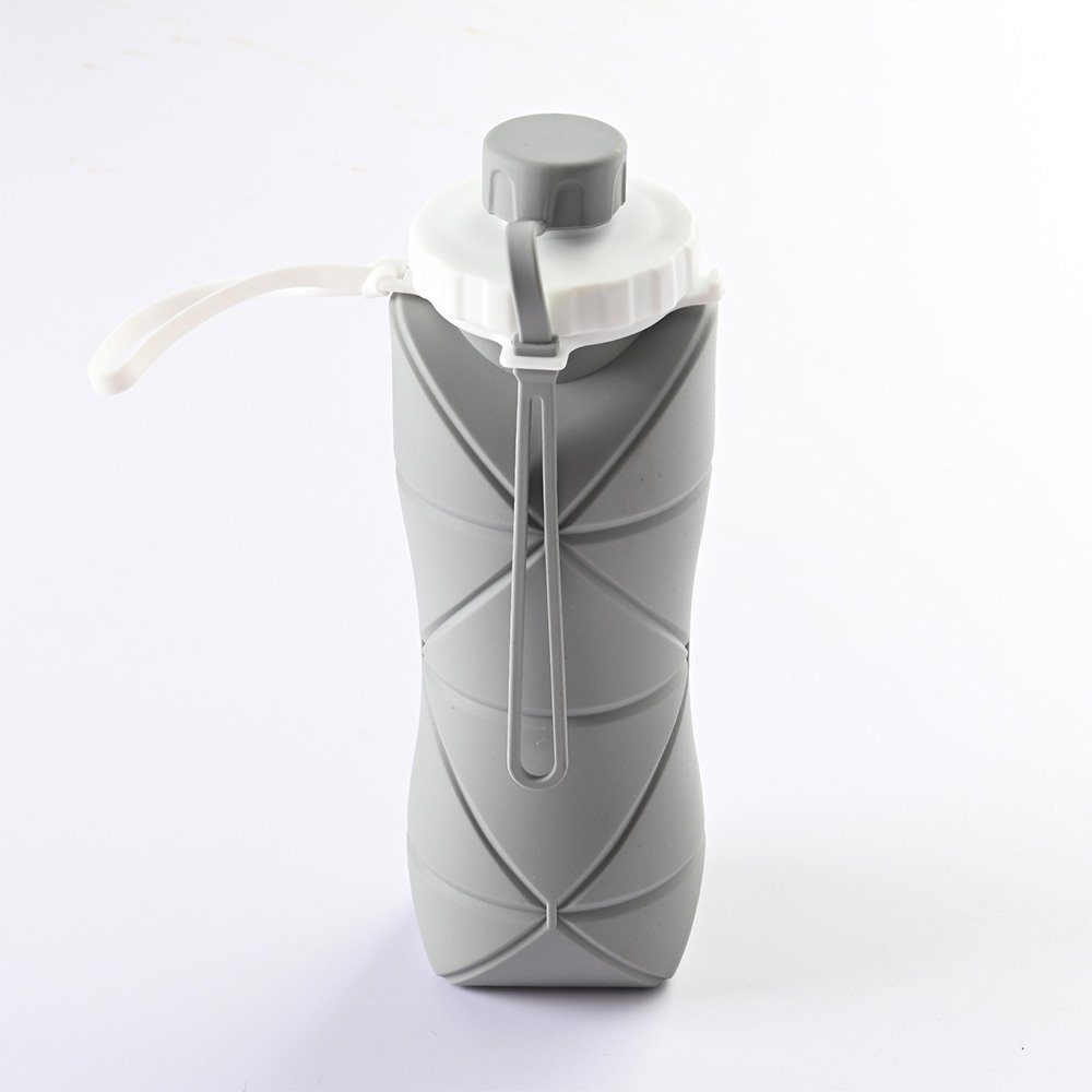 NUODWELL Trinkflasche Kollabierbare Silikon-Wasserflaschen, BPA-Frei, Sport Wasserflaschen Grau