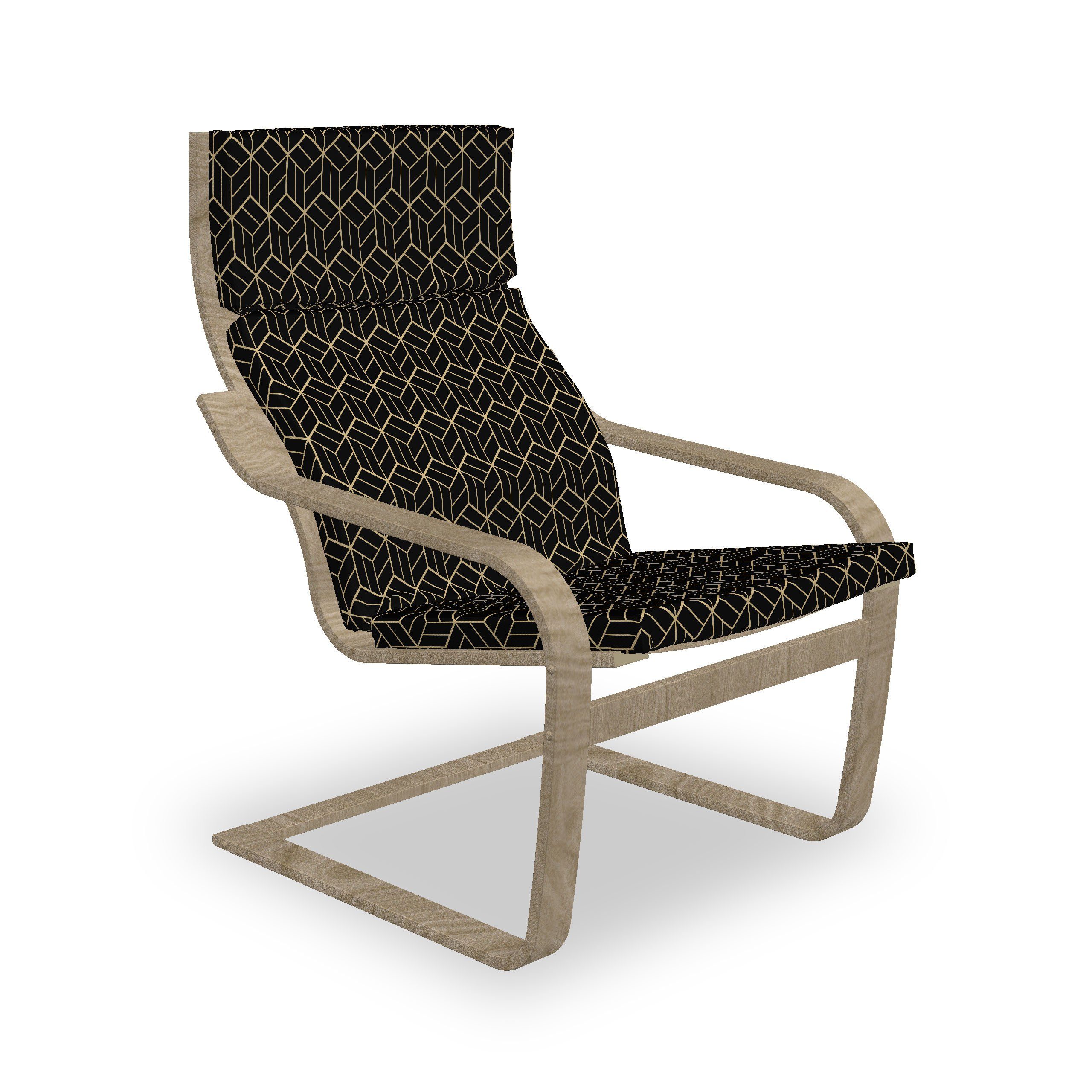 Stuhlkissen Hakenschlaufe Dimensionale-Würfel-Muster Sitzkissen Abakuhaus Reißverschluss, Geometrische mit mit und Stuhlkissen