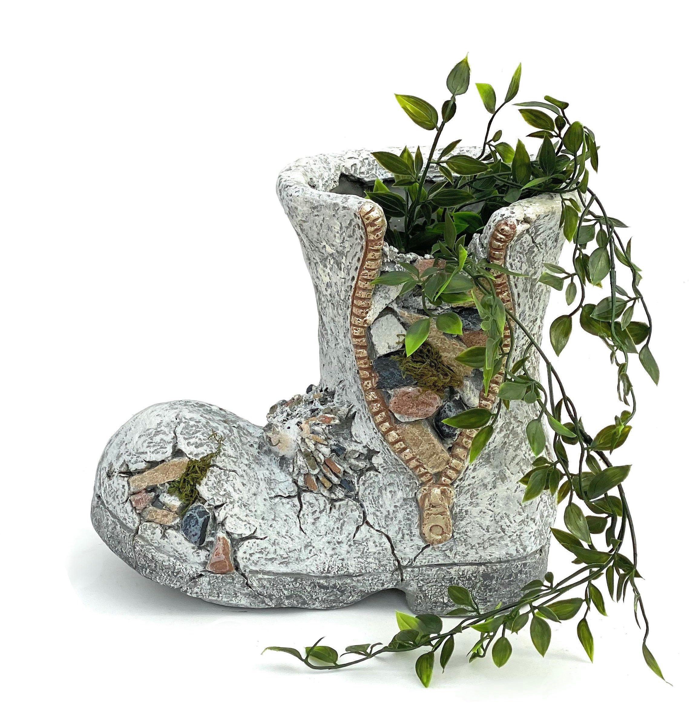 DanDiBo Übertopf Pflanztopf Stiefel aus Magnesia Blumentopf 32 cm wetterfest frostfest, 715432 Pflanzgefäß Kunststein Gartendeko