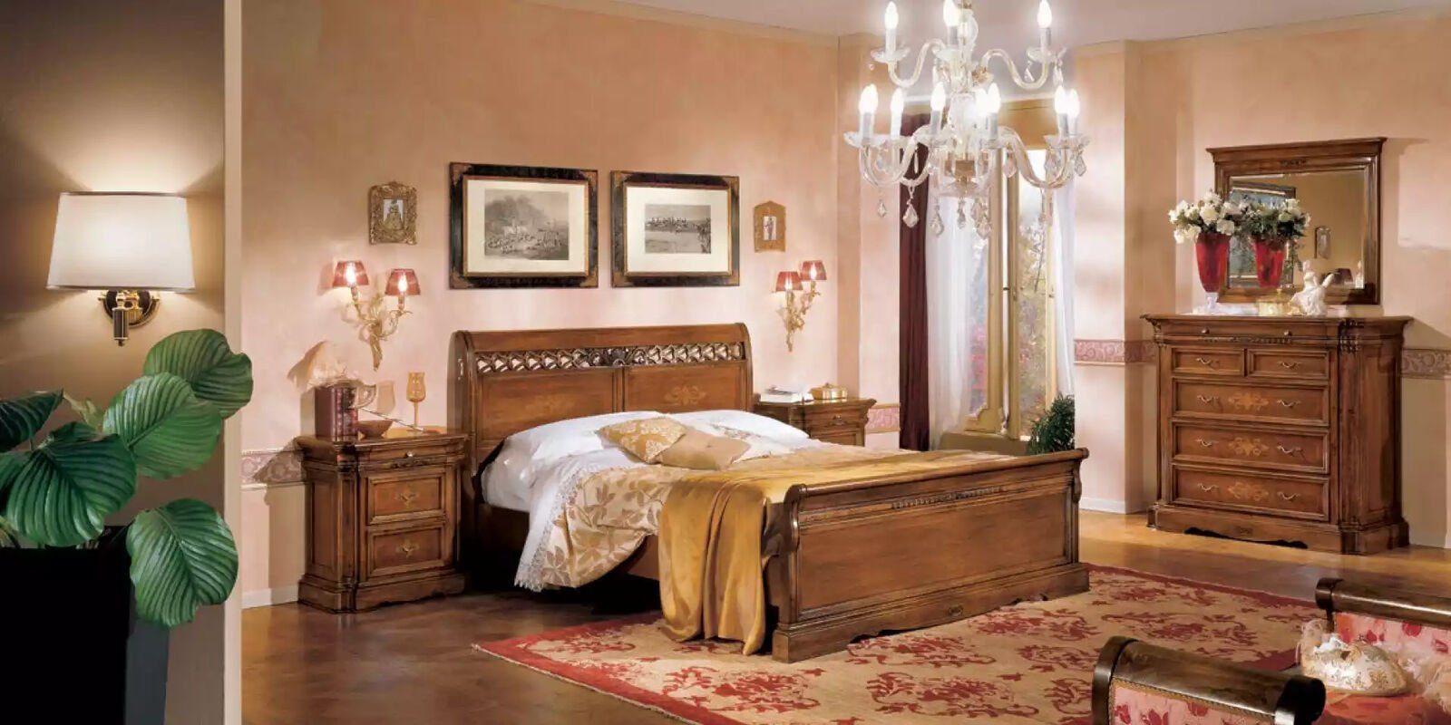 JVmoebel Schlafzimmer-Set Luxus Schlafzimmer Set 2x Komplettes Bett+ Bett Made in Italy (3-St., Nachttische Neu, + 2x Nachttische), Möbel