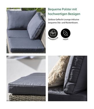 Dehner Gartenlounge-Set Geflecht-Lounge Rom, inkl. Polster, 5-teilig, Flexible Sitzgruppe in Rattanoptik mit einem robusten Aluminiumgestell
