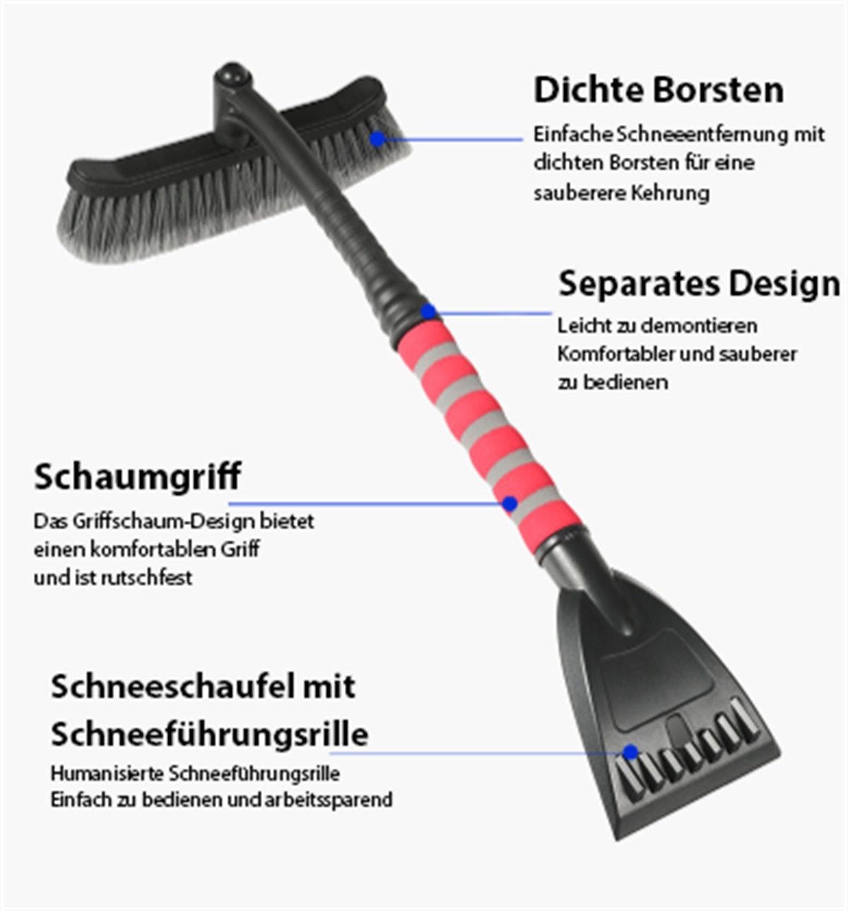 Abnehmbares Kombinationswerkzeug und Schwarz selected aus und Gelb Auto-Schneeschaufel carefully Eiskratzer Bürste