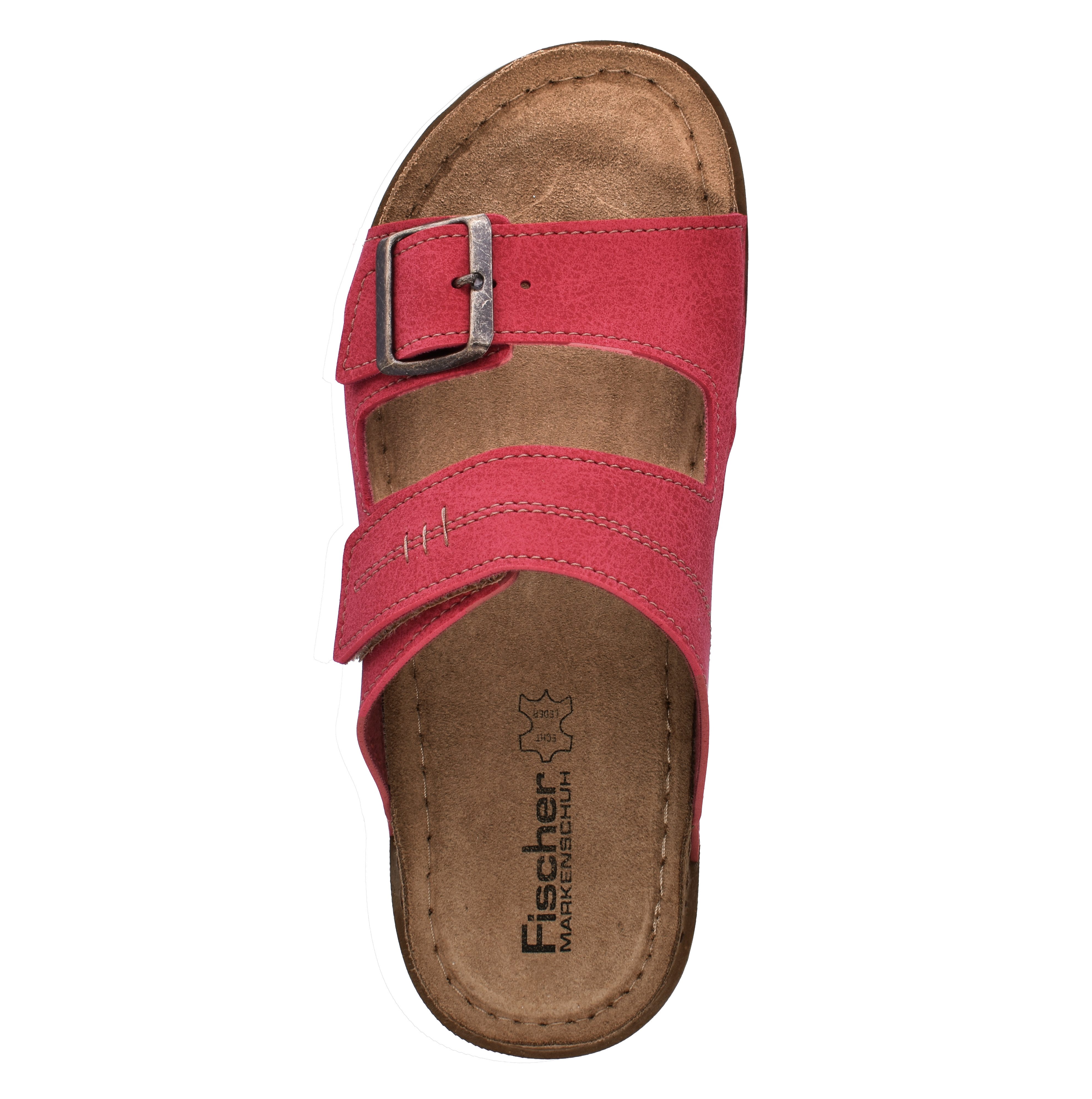 Fischer-Markenschuh Sarah Pantolette aus Nappalino (Lederimitat), mit Fleecefutter, gepolstertes Lederfußbett