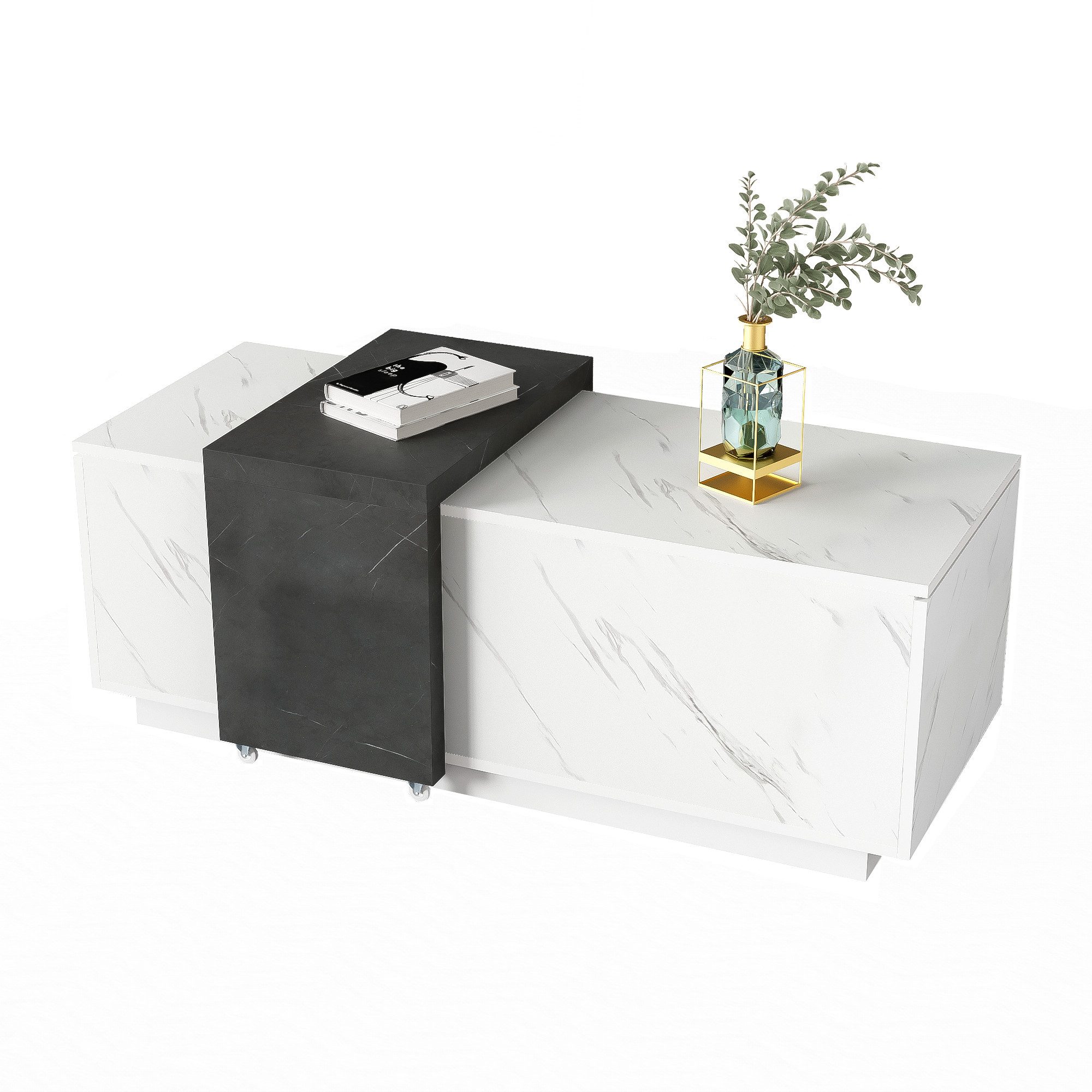 HAUSS SPOLE Couchtisch mit Marmor-Optik-Furnier, Kontrastfarbenes günstig online kaufen