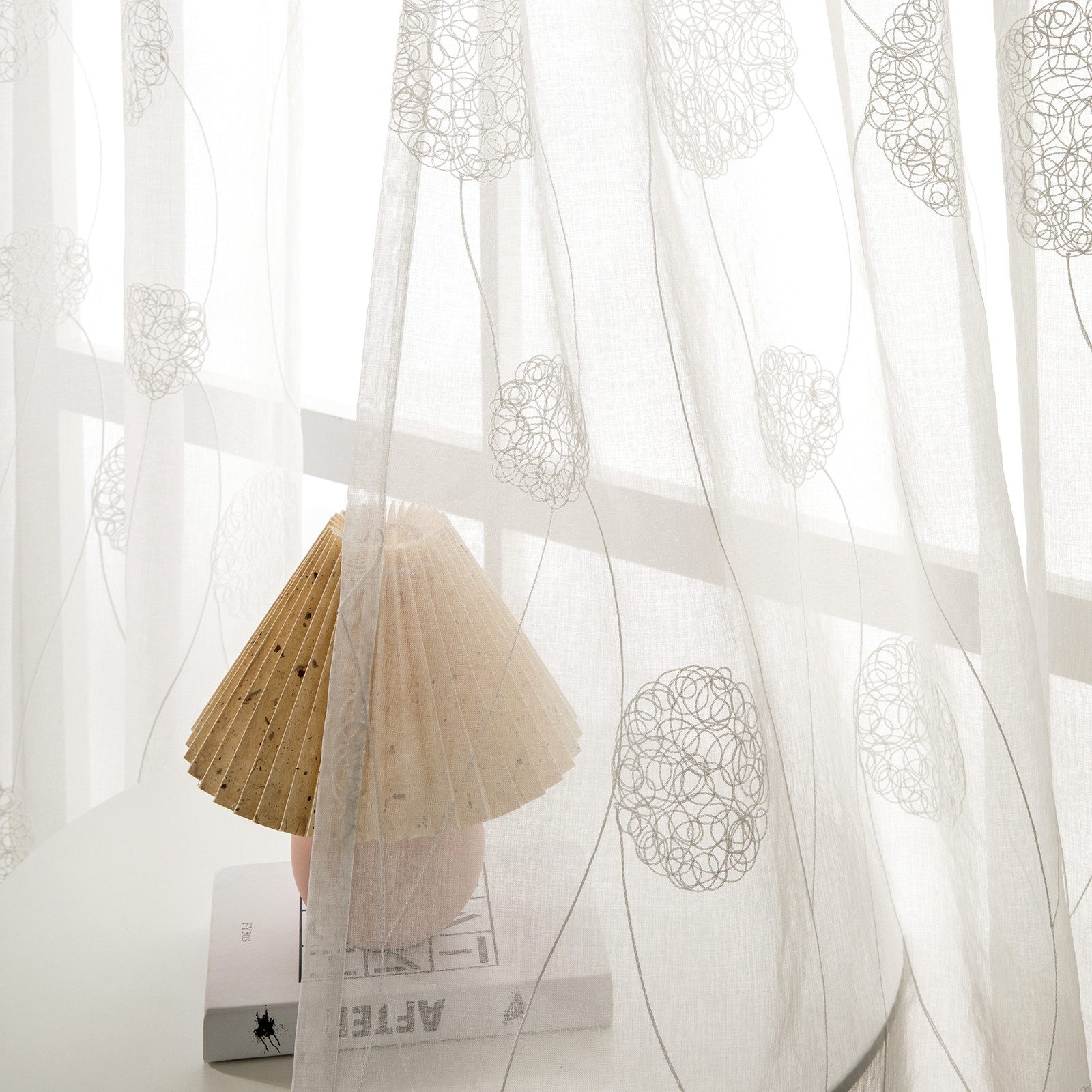 Jibenhome Gardine 2 St. Ösen Vorhang Vogelnest-Stickerei, Voile Gardine Hal günstig online kaufen