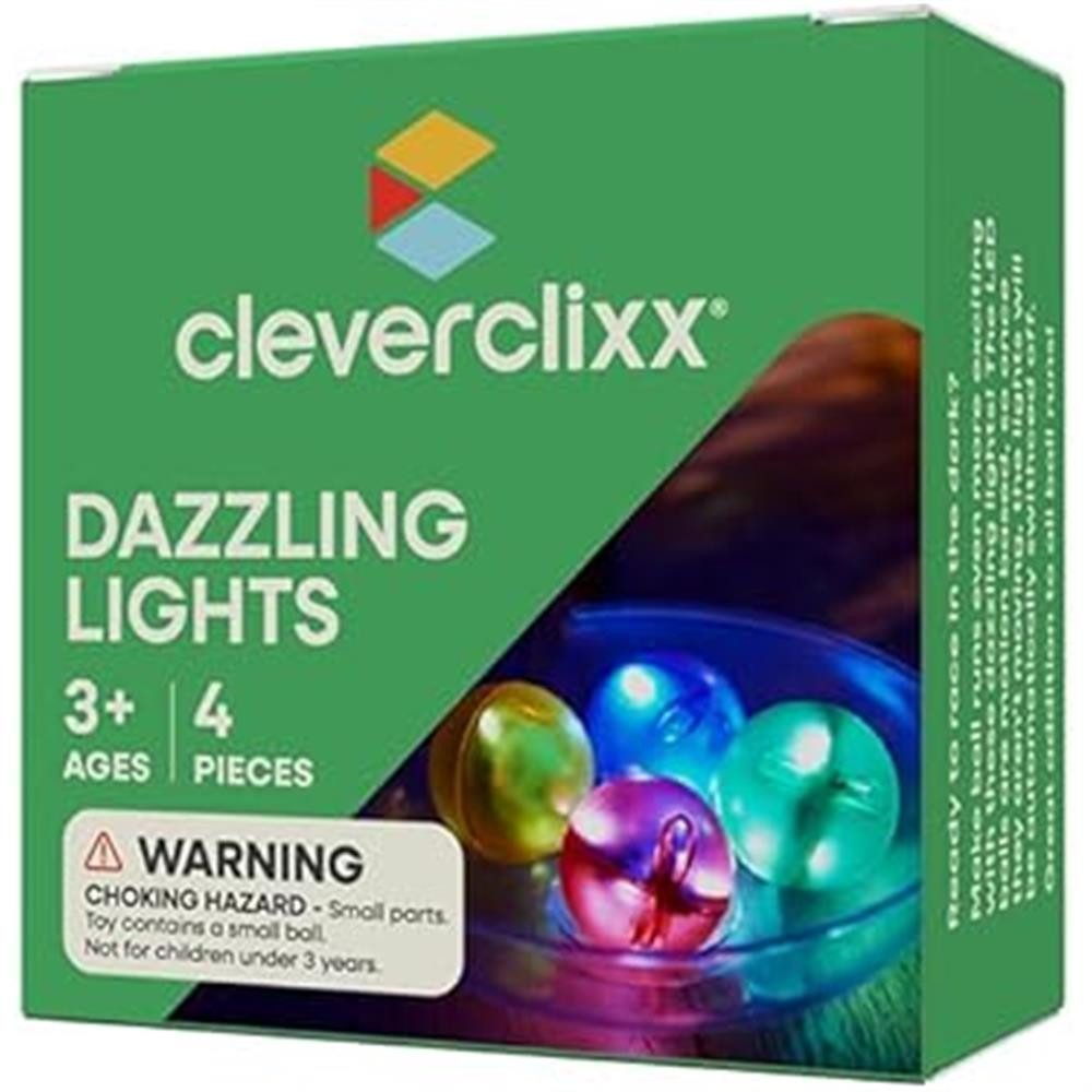 Cleverclixx Cleverclixx Lichteffekt-Kugel-Set 4 Teile Magnetspielbausteine, Lichteffekt bei Bewegung, kompatible Sets, 4er Set: rot grün gelb blau