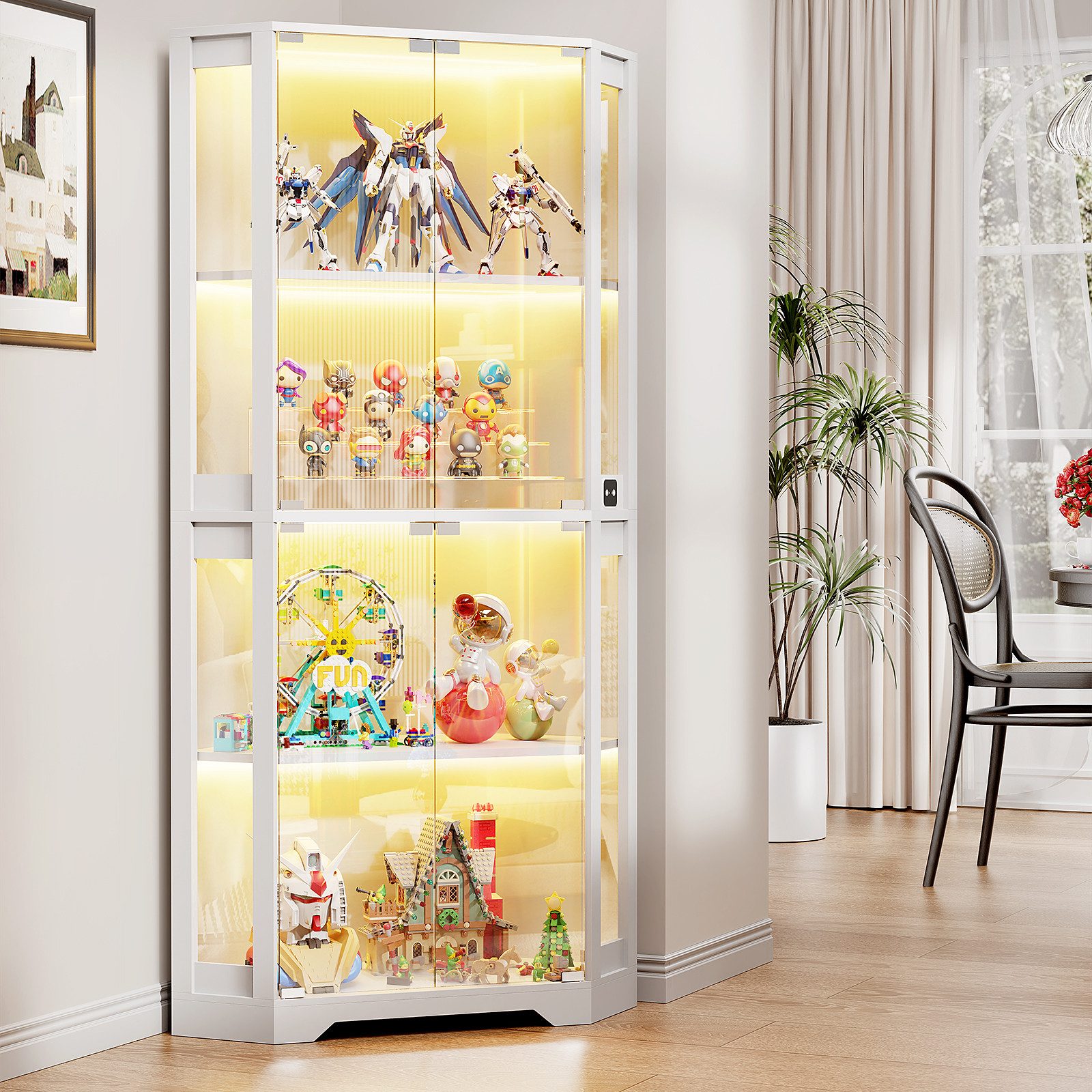 BROTTAR Glasvitrine Curio-Schrank, Eckvitrine, 4 Böden mit LED-Beleuchtung günstig online kaufen