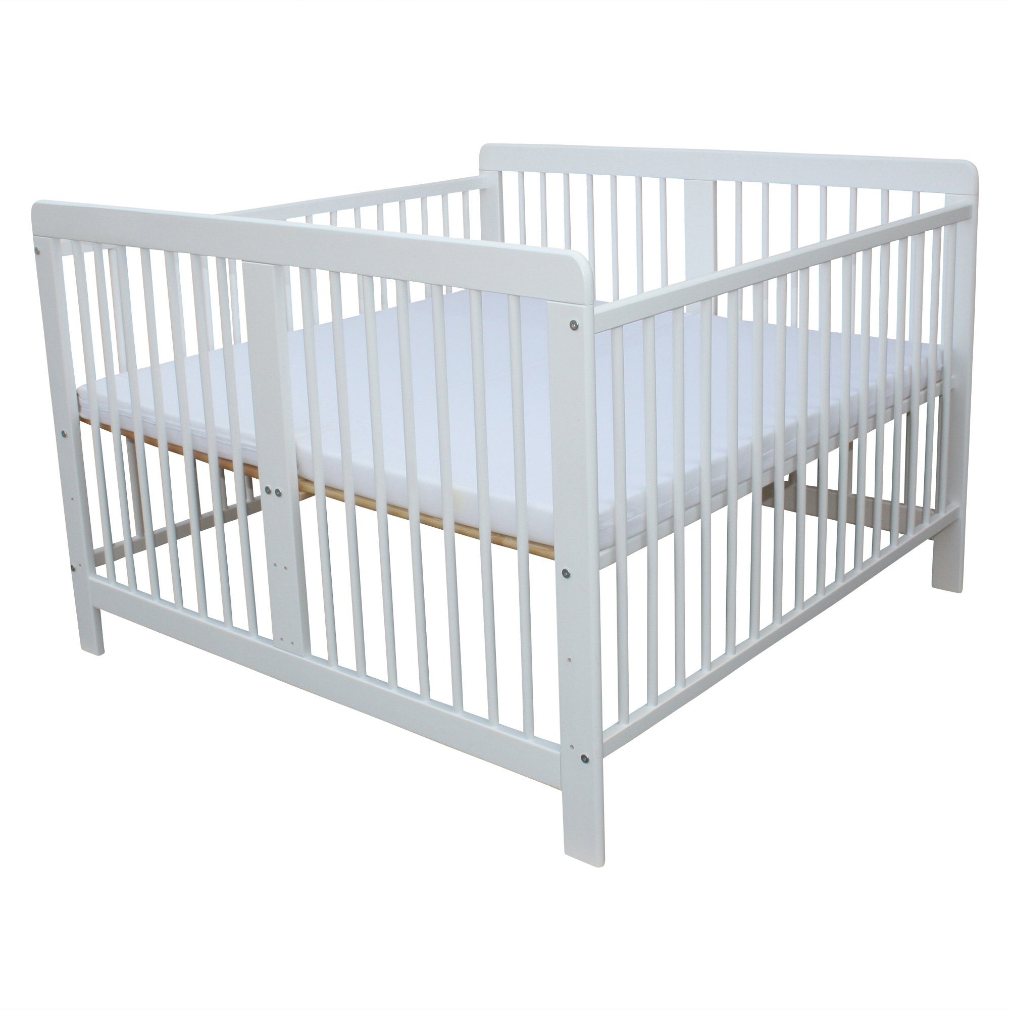 Micoland Kinderbett Zwillingsbett Zwillingskinderbett mit 2 Matratzen 120x120cm + Nestchen