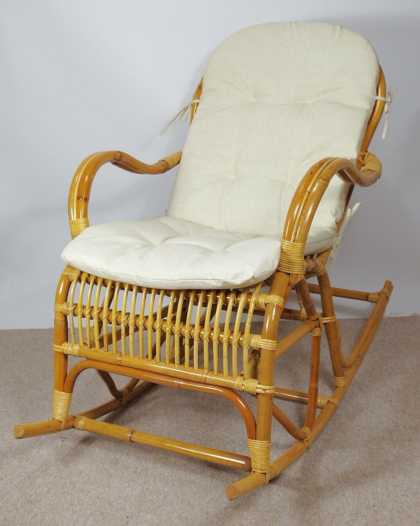 Rattani Schaukelstuhl Rattan Schaukelstuhl Semanbo Rocking Chair + Polster
