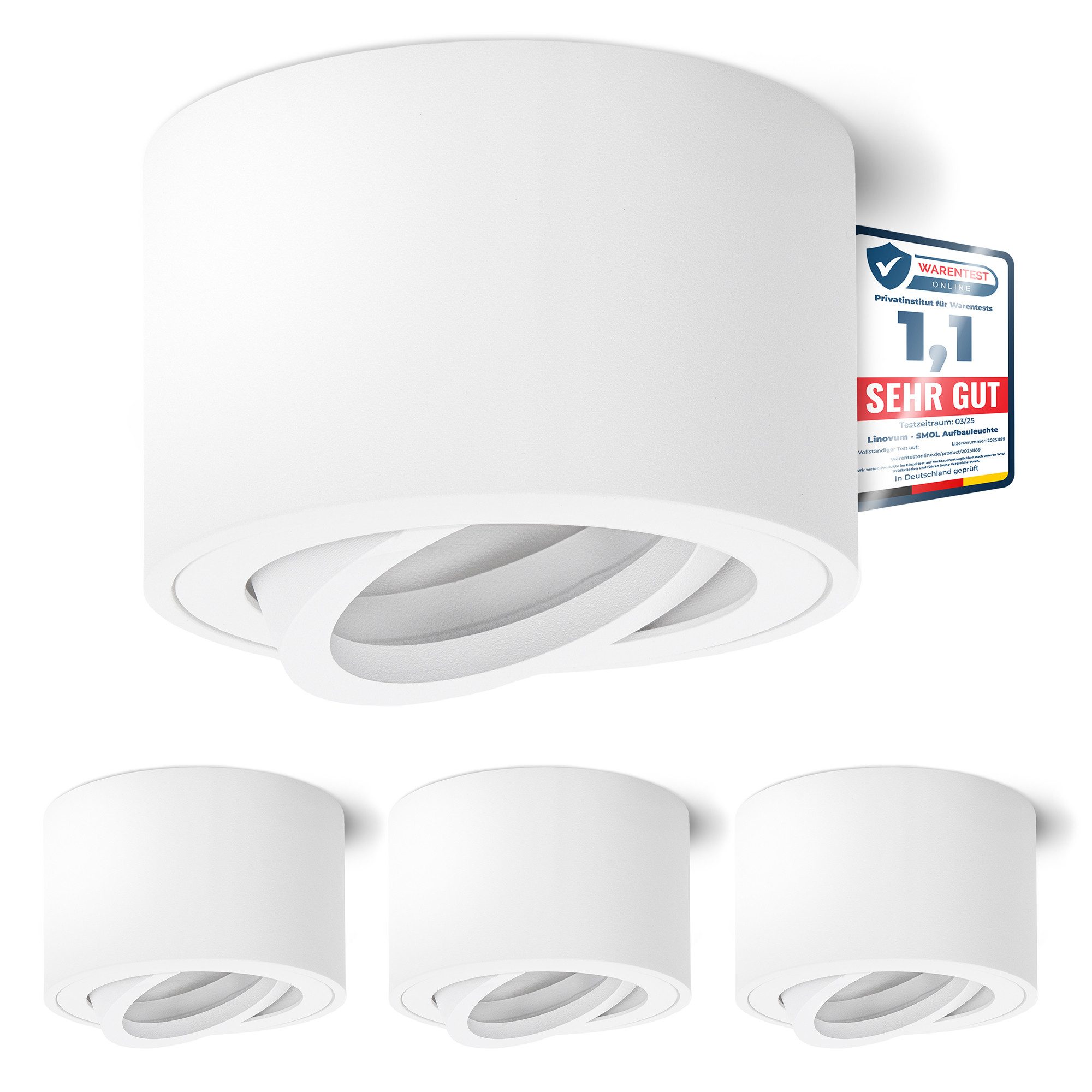 linovum LED Aufbaustrahler SMOL Aufbauleuchte schwenkbar weiß Deckenaufbauspot Deckenleuchte