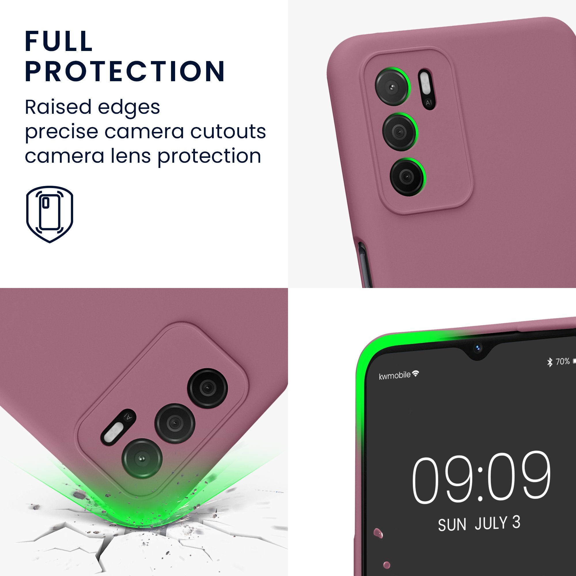 kwmobile Handyhülle Slim Case für Oppo A16 / A16s / A54s, Hülle Silikon Handy - Handyhülle gummiert