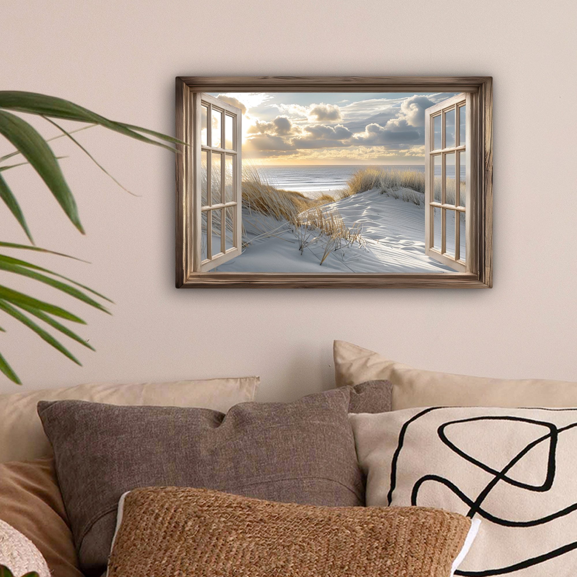 OneMillionCanvasses® Leinwandbild Ausblick - Strand - Dünen - Meer - Natur, günstig online kaufen